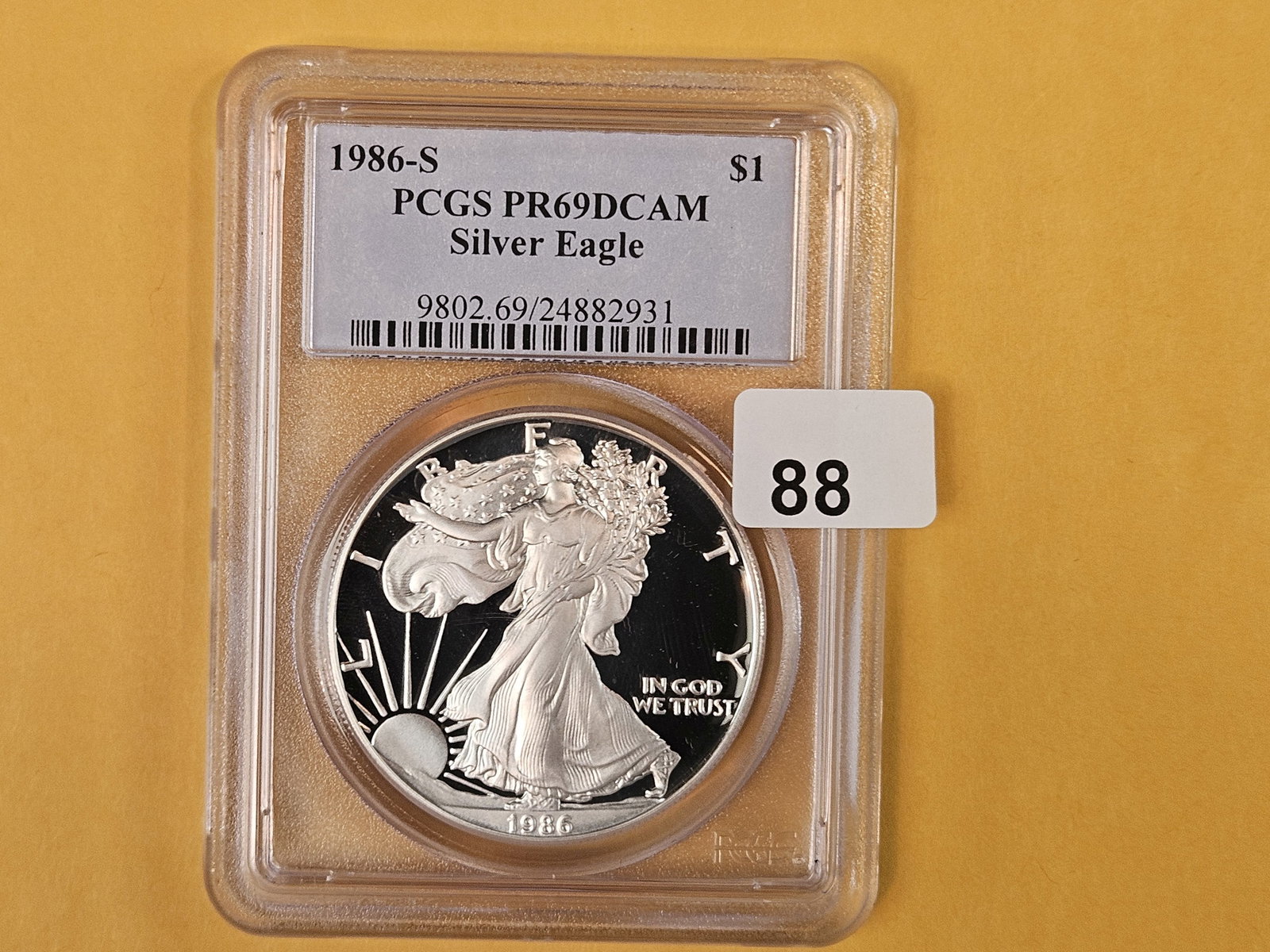 KEY DATE! PCGS 1986-S American Silver Eagle in Proof 69 Deep Cameo (1 of 2)