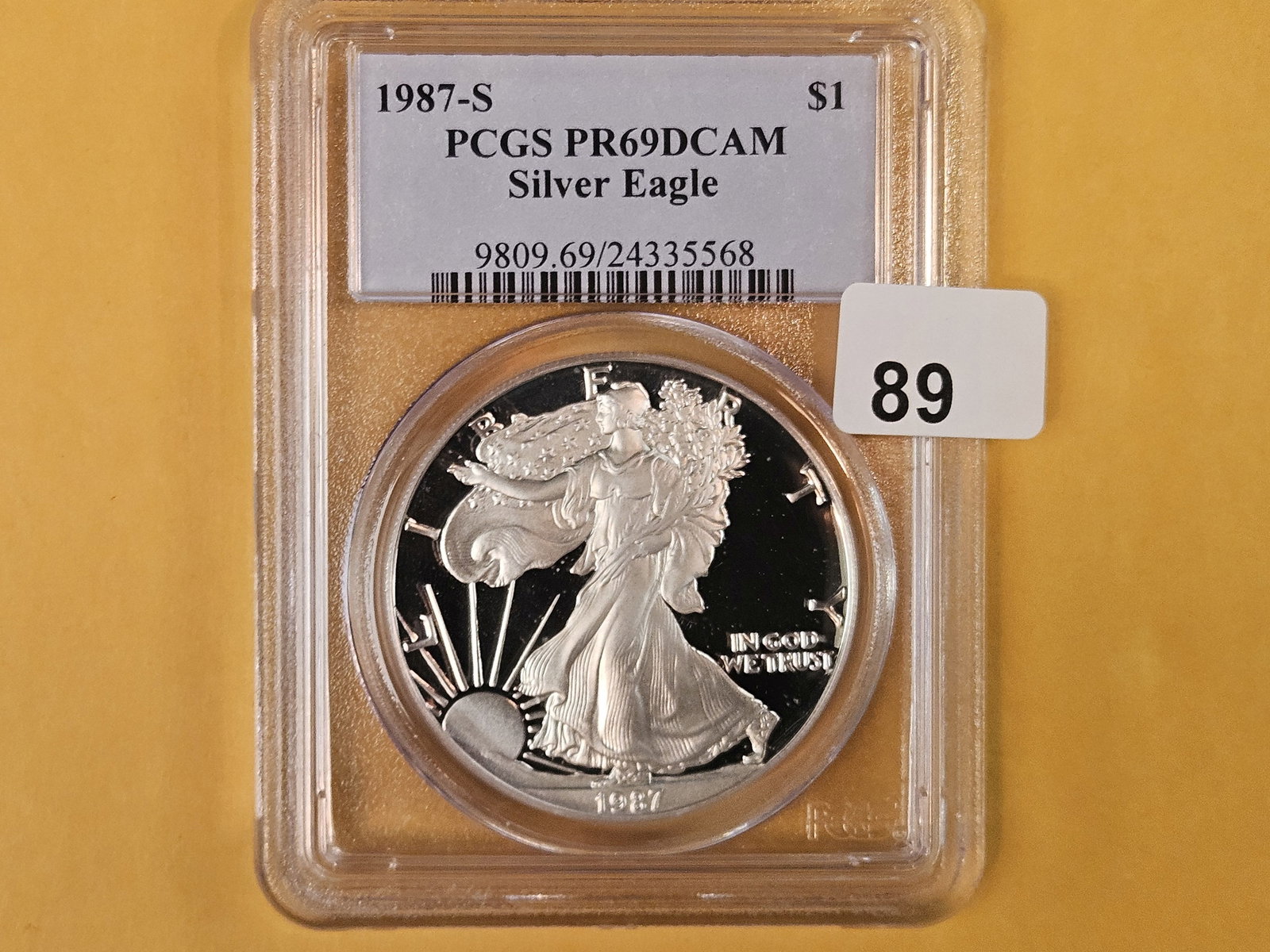 PCGS 1987-S American Silver Eagle in Proof 69 Deep Cameo (1 of 2)