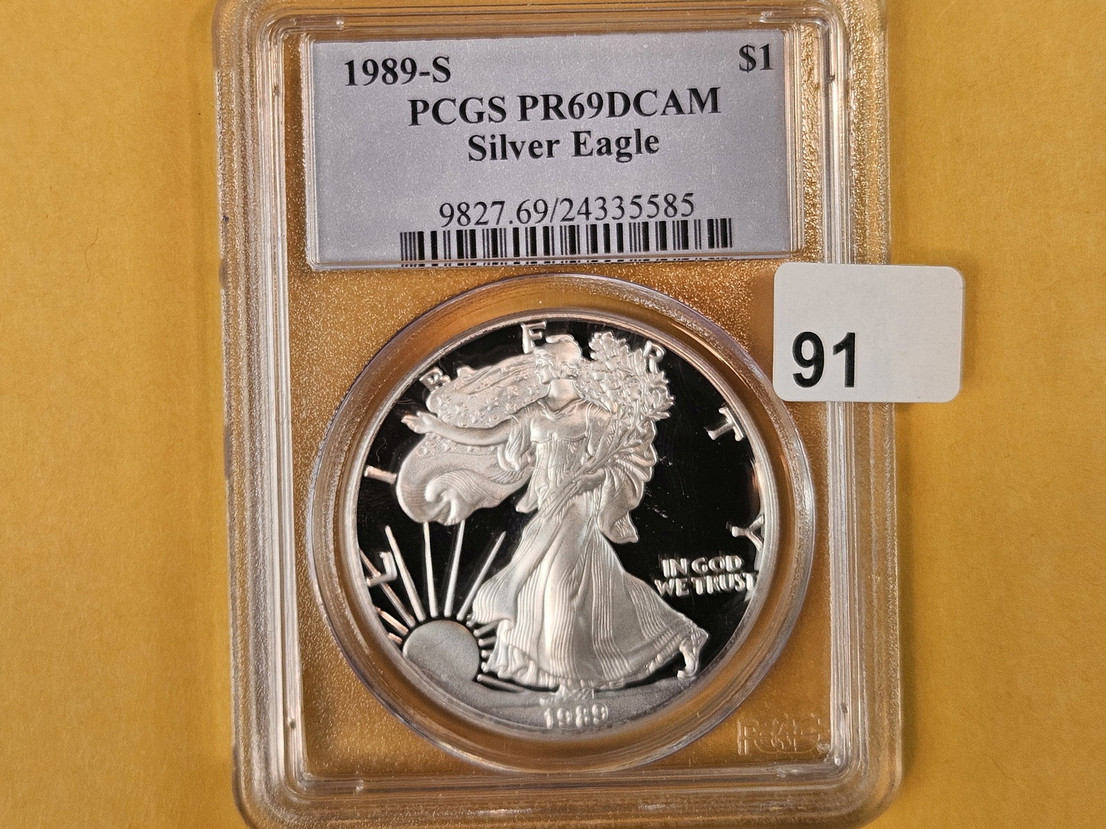 PCGS 1989-S American Silver Eagle in Proof 69 Deep Cameo (1 of 2)