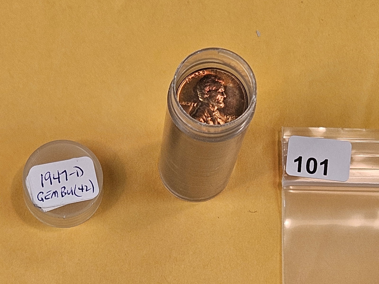 Nearly-full Roll of GEM Brilliant Uncirculated 1947-D Wheat Cents (1 of 3)