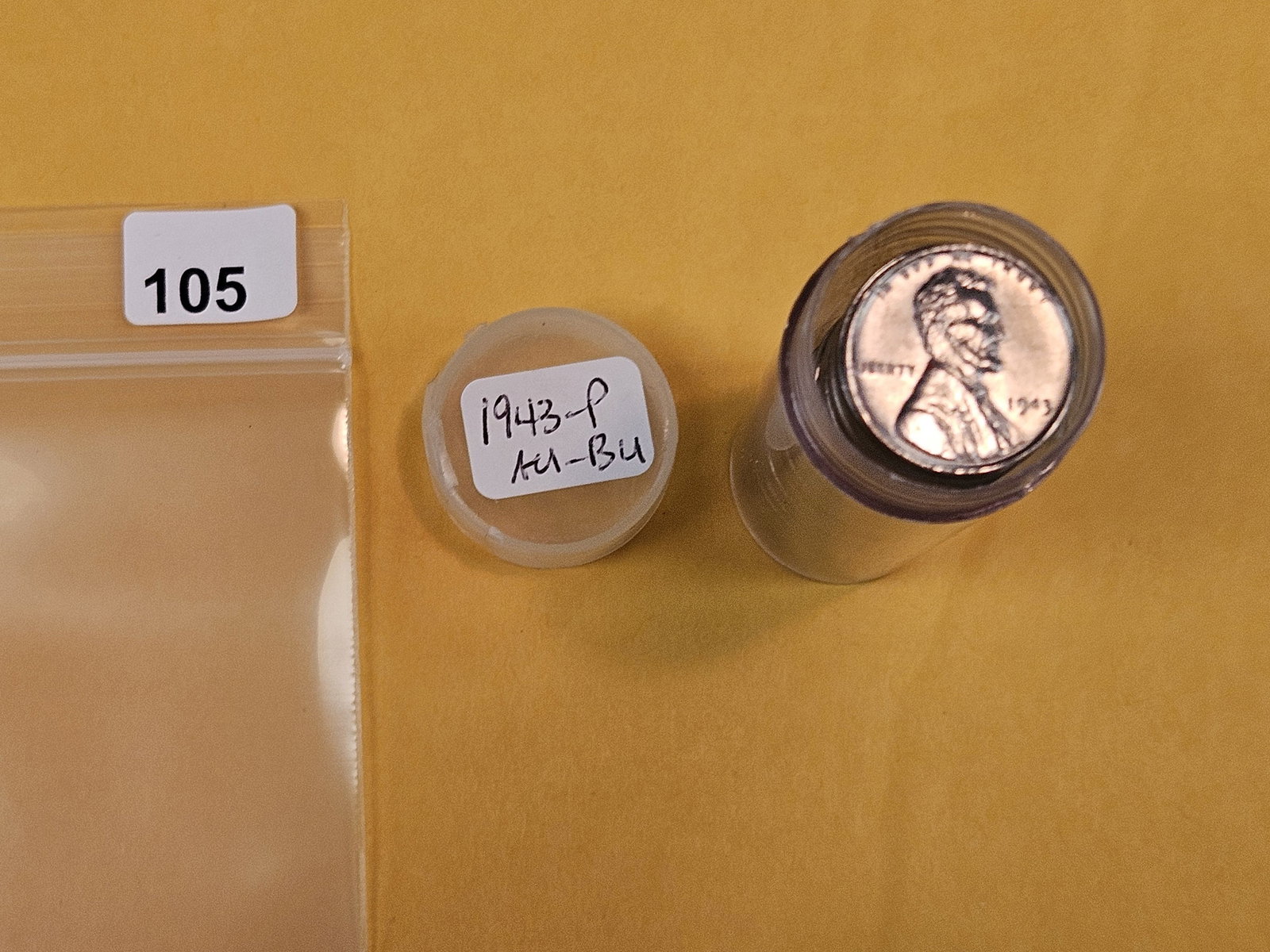 Brilliant Roll of 1943-P Steel Wheat cents: Full Roll. All Brilliant AU-BU. From dealer. Unchecked by us