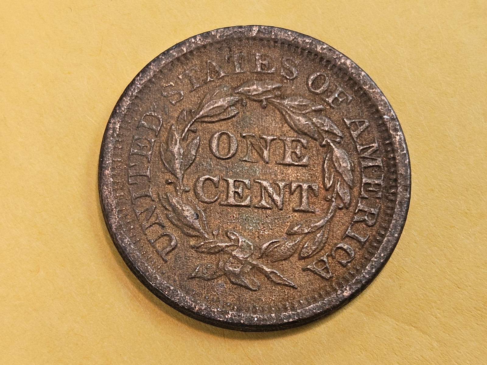 1857 Braided Hair Large Cent in About Uncirculated - details - 4