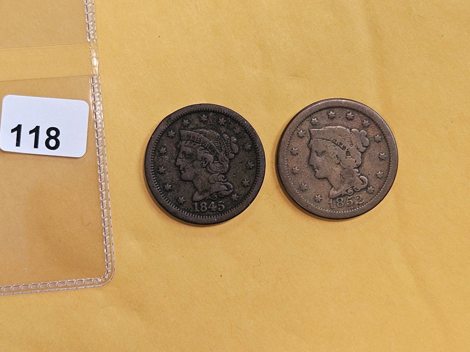 1854 and 1852 Braided Hair Large Cents - 2