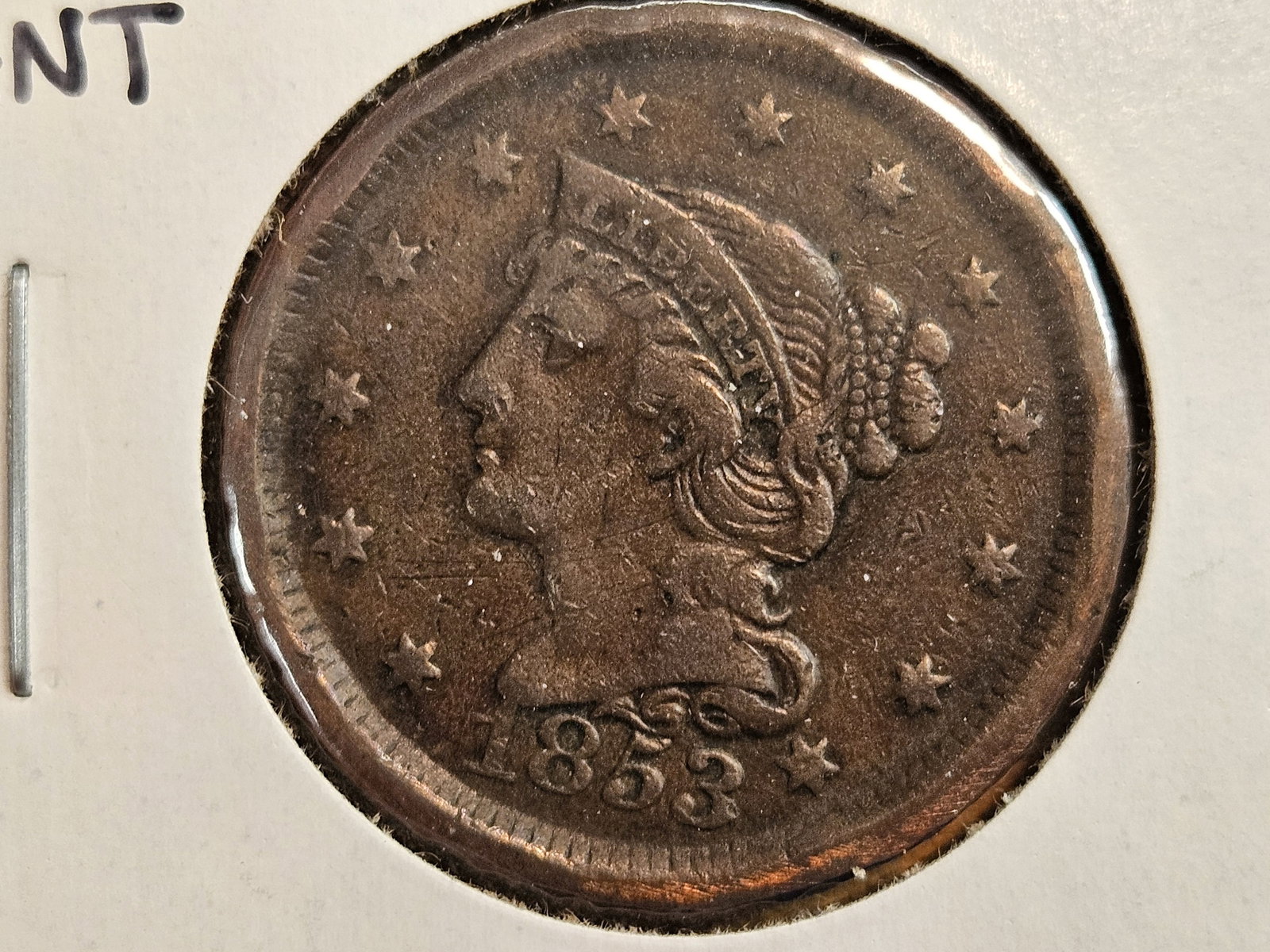 1853 and 1854 Braided hair large Cents - 2