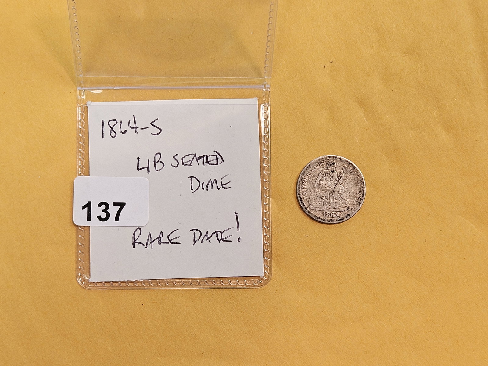 * Key Date * 1864-S Seated Liberty silver Dime - 2