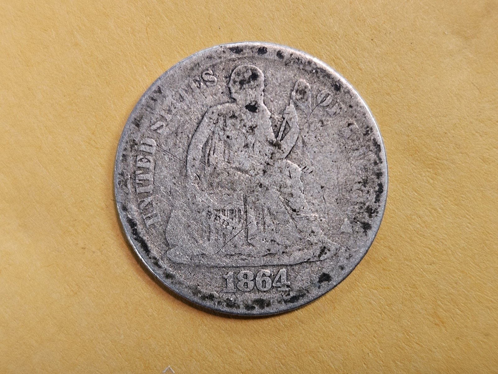 * Key Date * 1864-S Seated Liberty silver Dime - 3