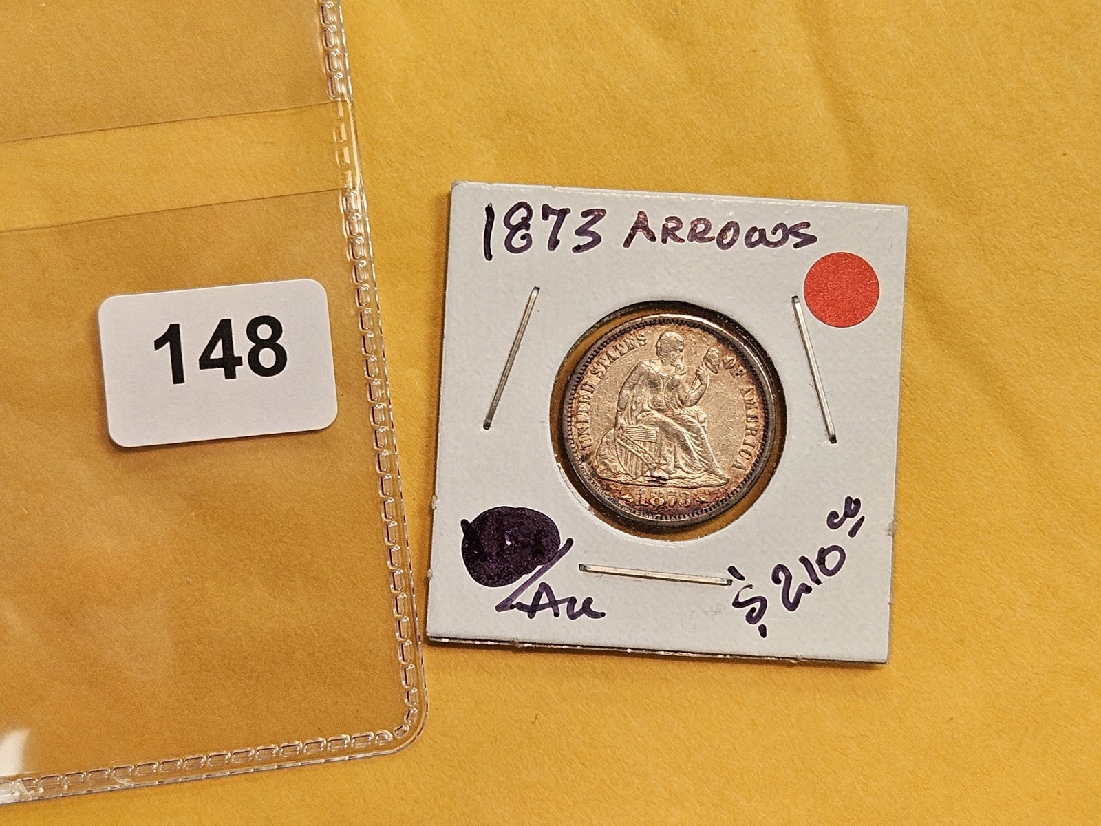 1873 With Arrows Seated Liberty silver Dime - 2