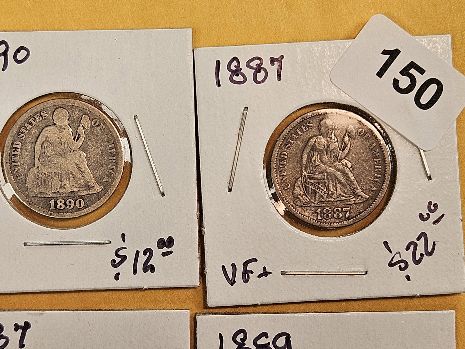 Four solid Seated Liberty silver Dimes - 2