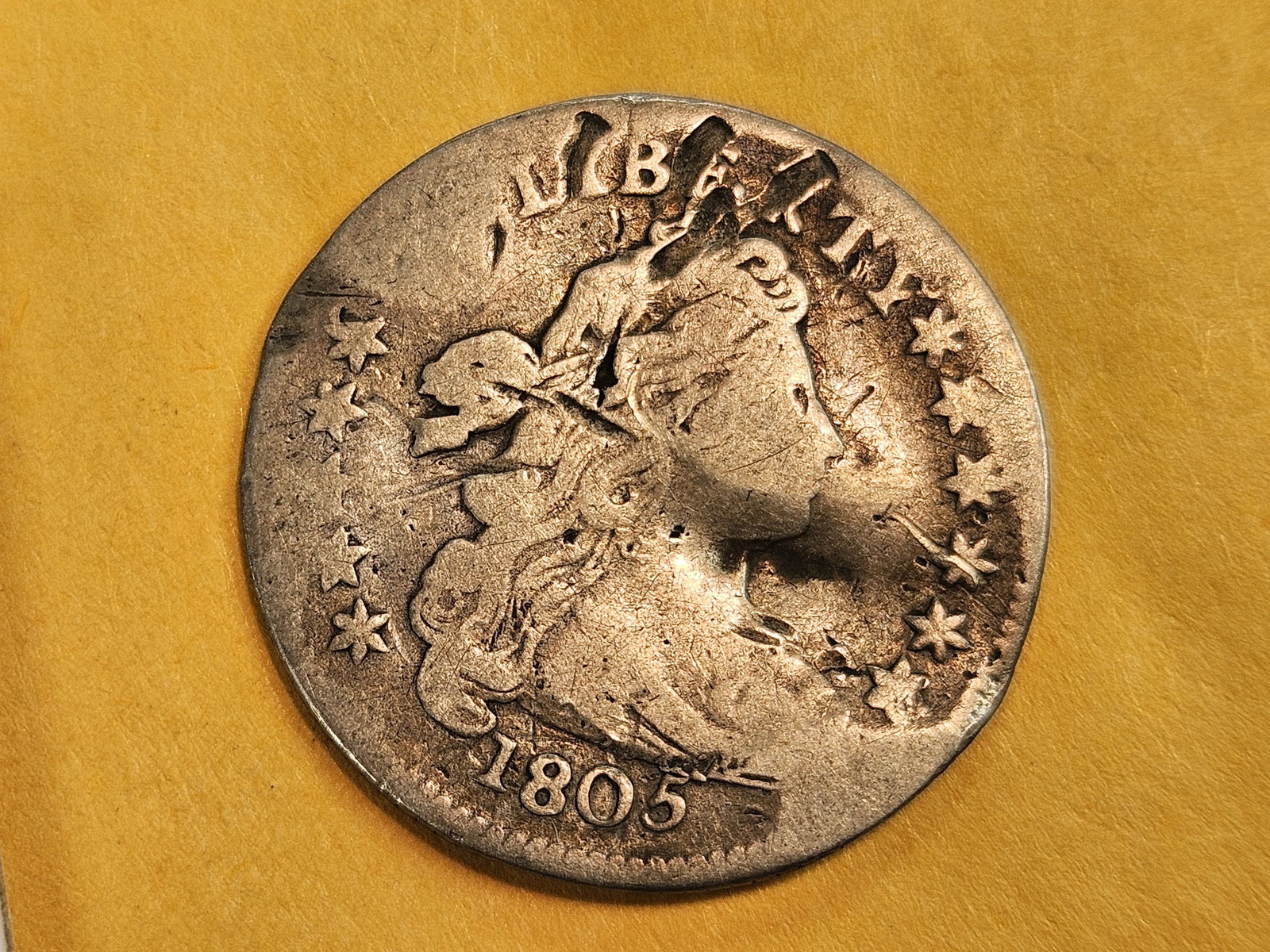 ** RARE ** 1805 Draped Bust silver Dime in Very Good - details: Dealer noted it is the 4-berries version 