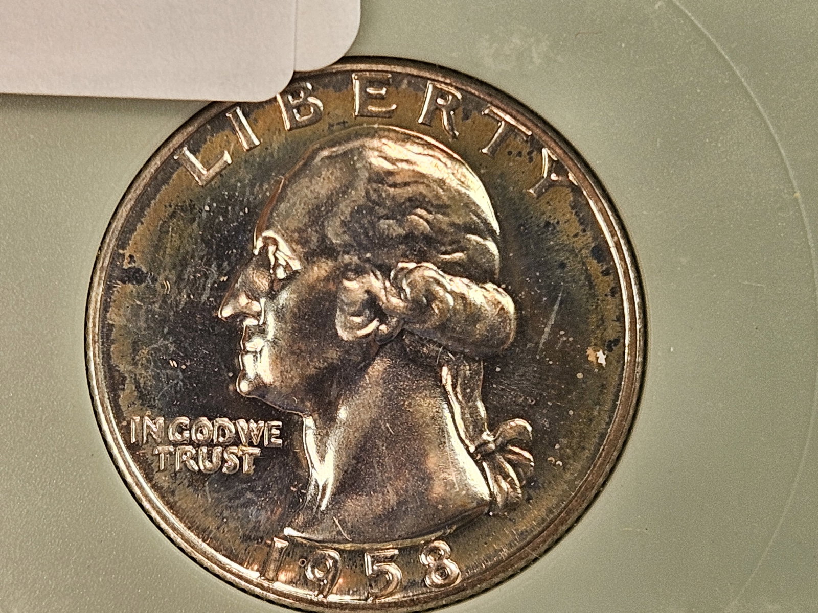 Gem Proof 1958 Washington silver Quarter: Has a beautiful patina! 