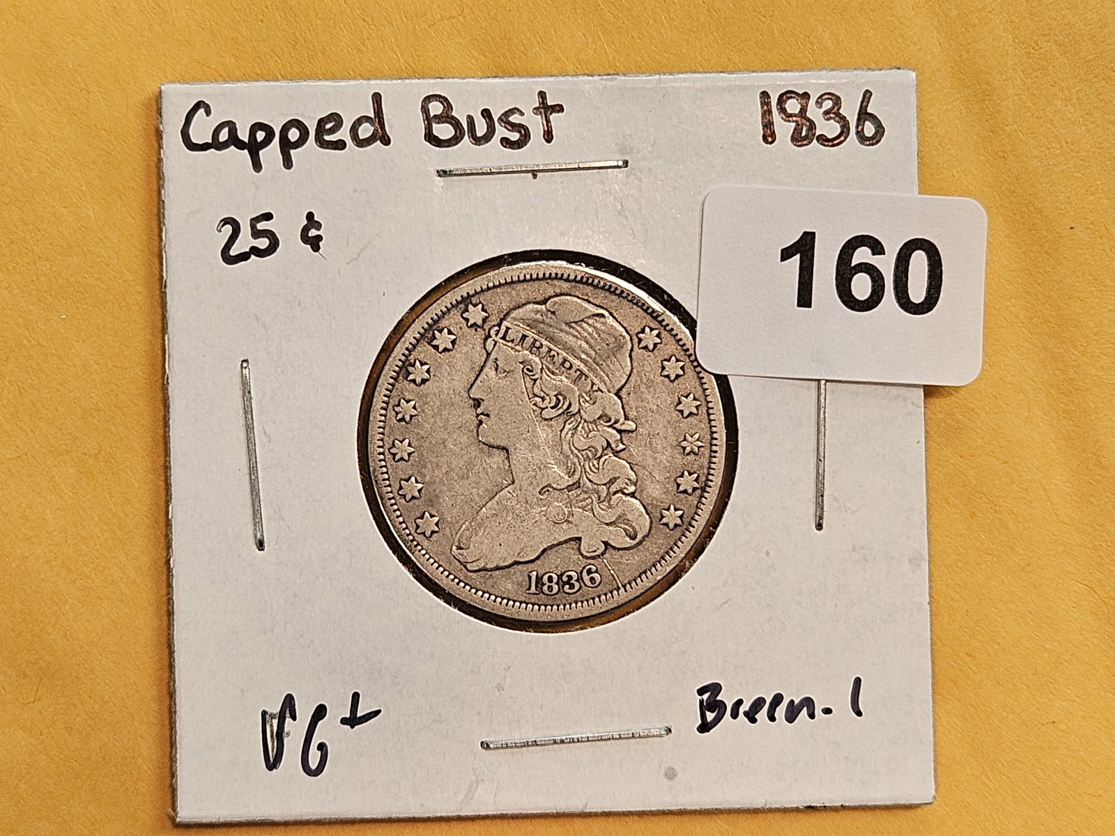 1836 Capped Bust silver Quarter in Very Good plus - 2