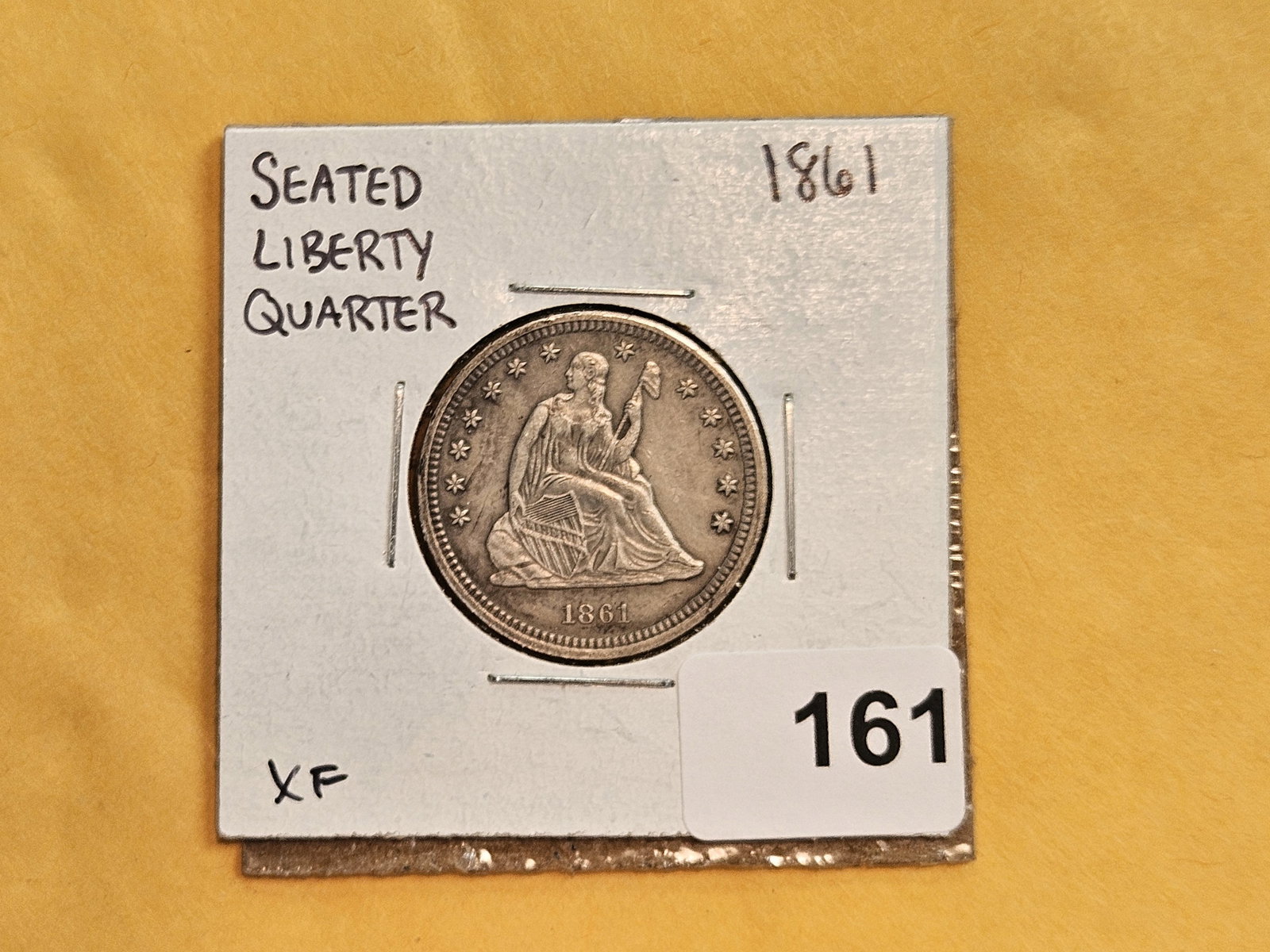 1861 Seated Liberty silver Quarter in Extra Fine - 2