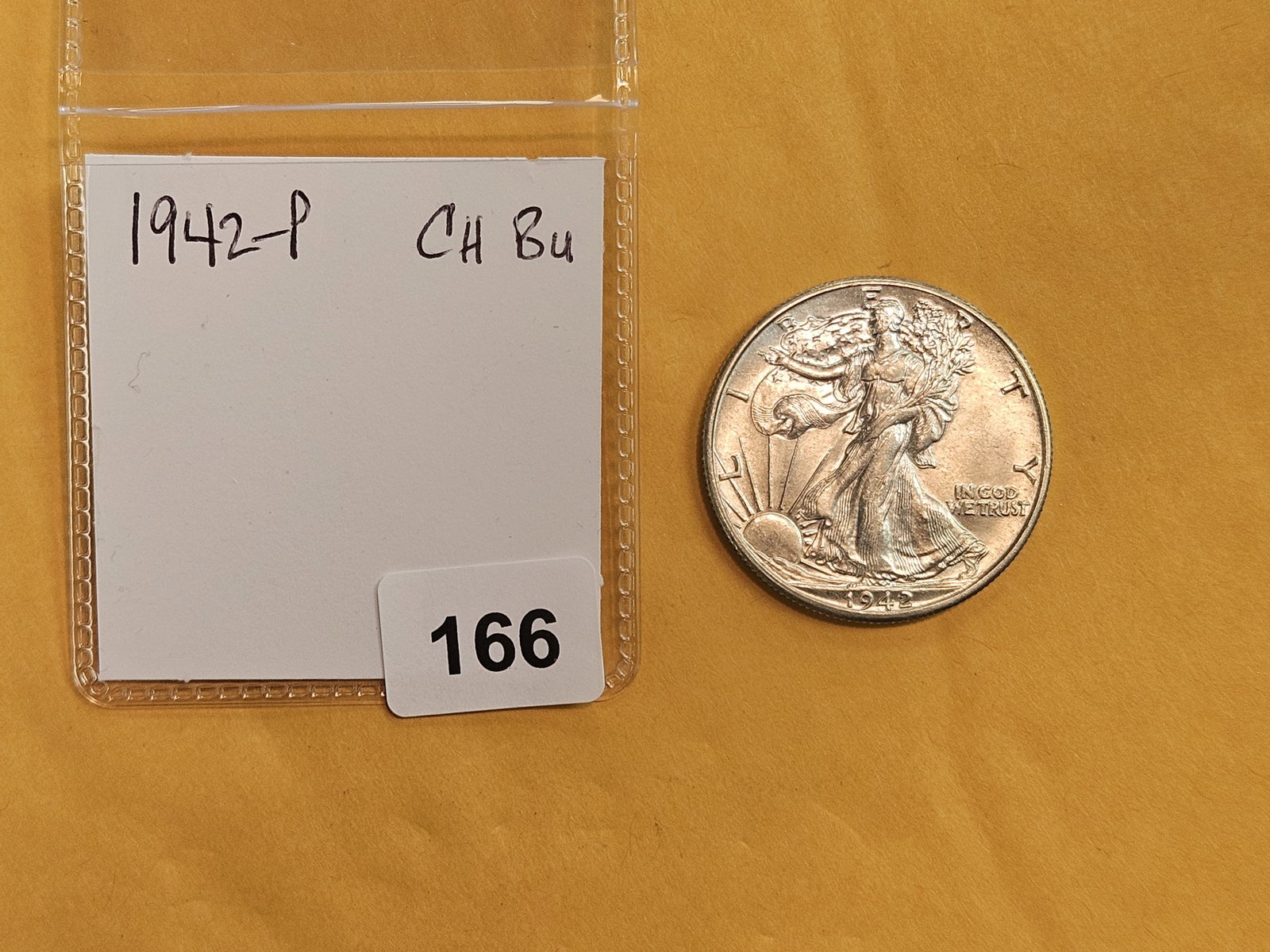 Choice Brilliant Uncirculated 1942 Walking Liberty silver Half Dollar - 2