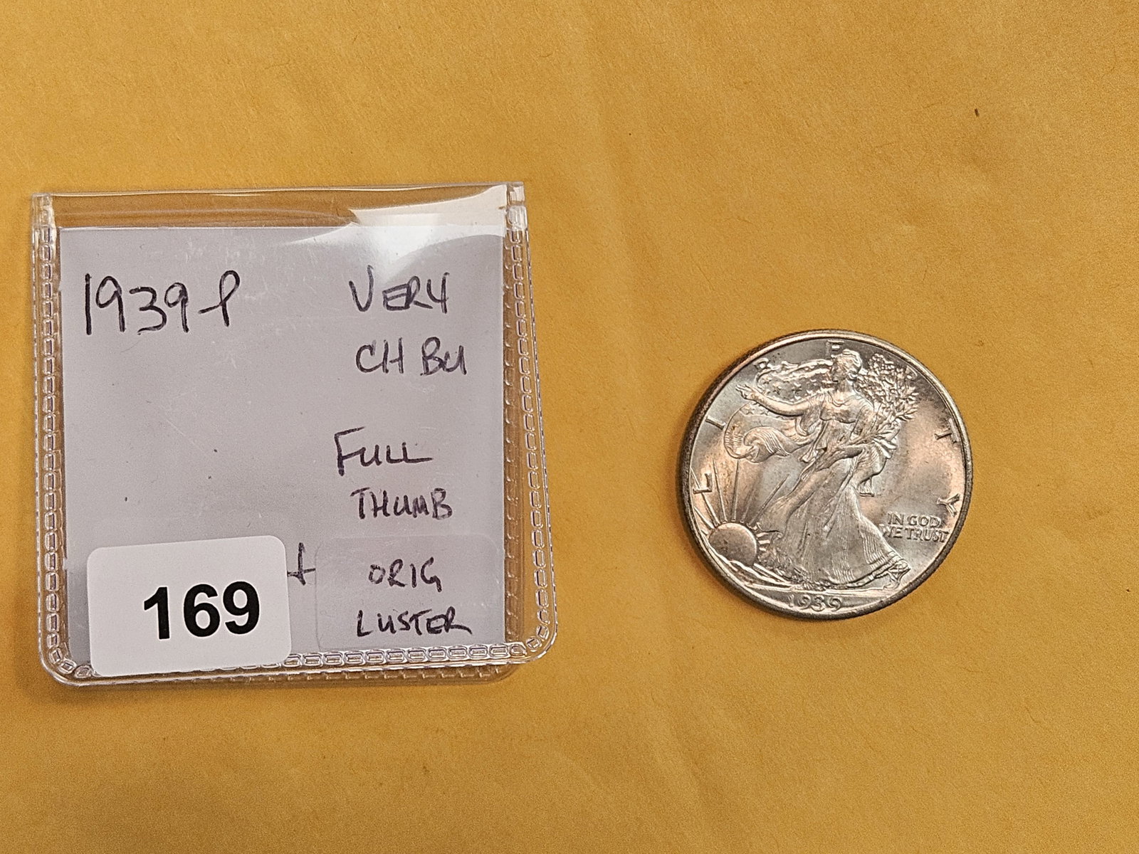 Very Choice Brilliant Uncirculated 1939 Walking Liberty silver Half Dollar - 2
