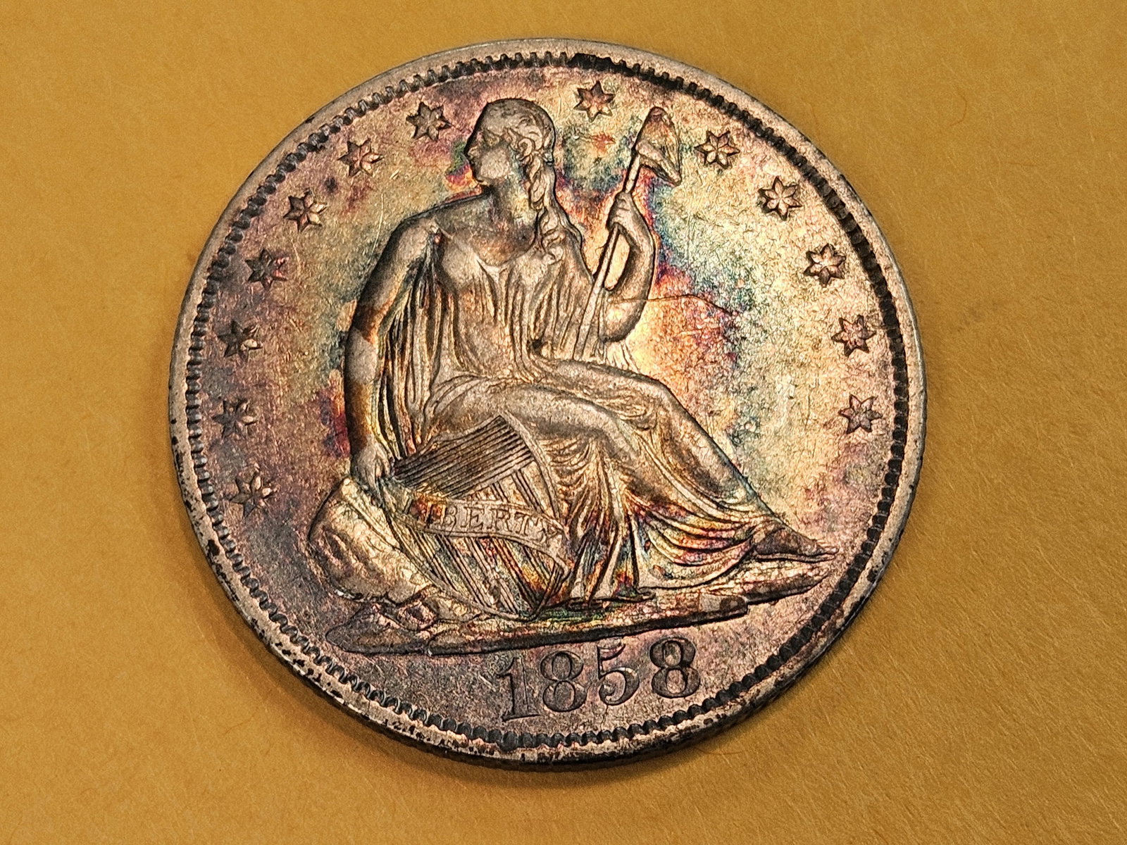 1858-O Seated Liberty silver Half Dollar in Very Fine plus - 5