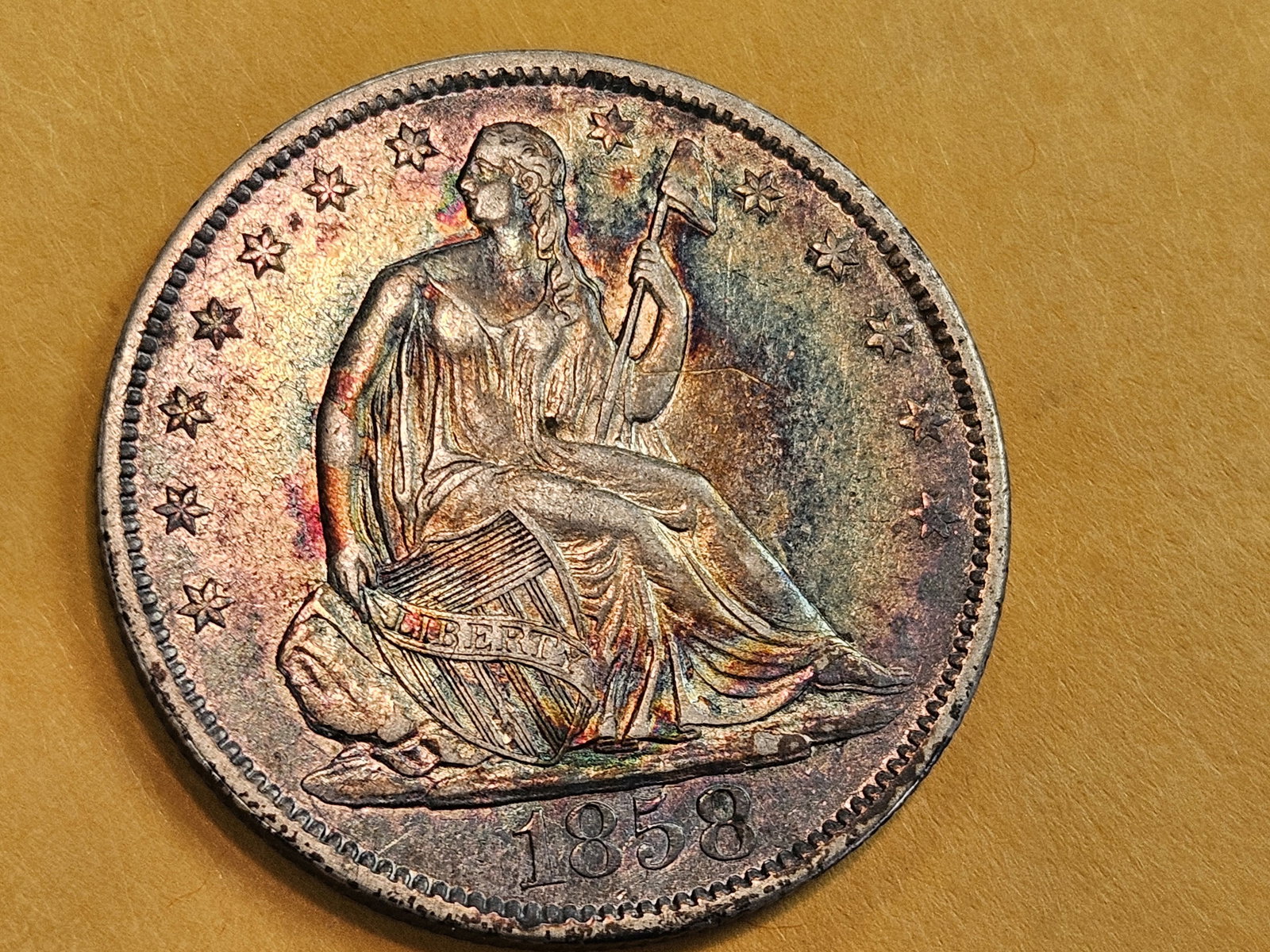 1858-O Seated Liberty silver Half Dollar in Very Fine plus - 7