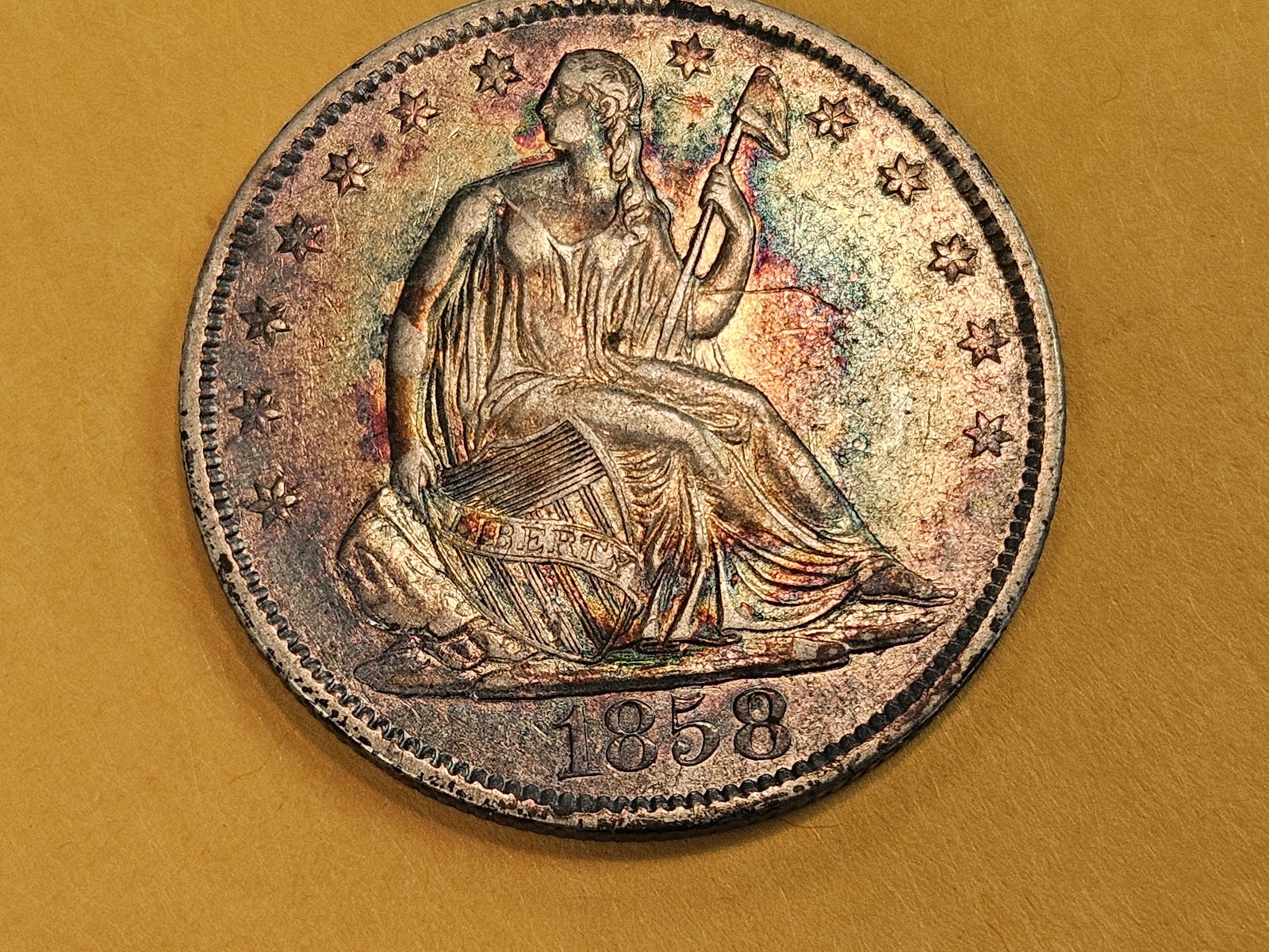 1858-O Seated Liberty silver Half Dollar in Very Fine plus - 8
