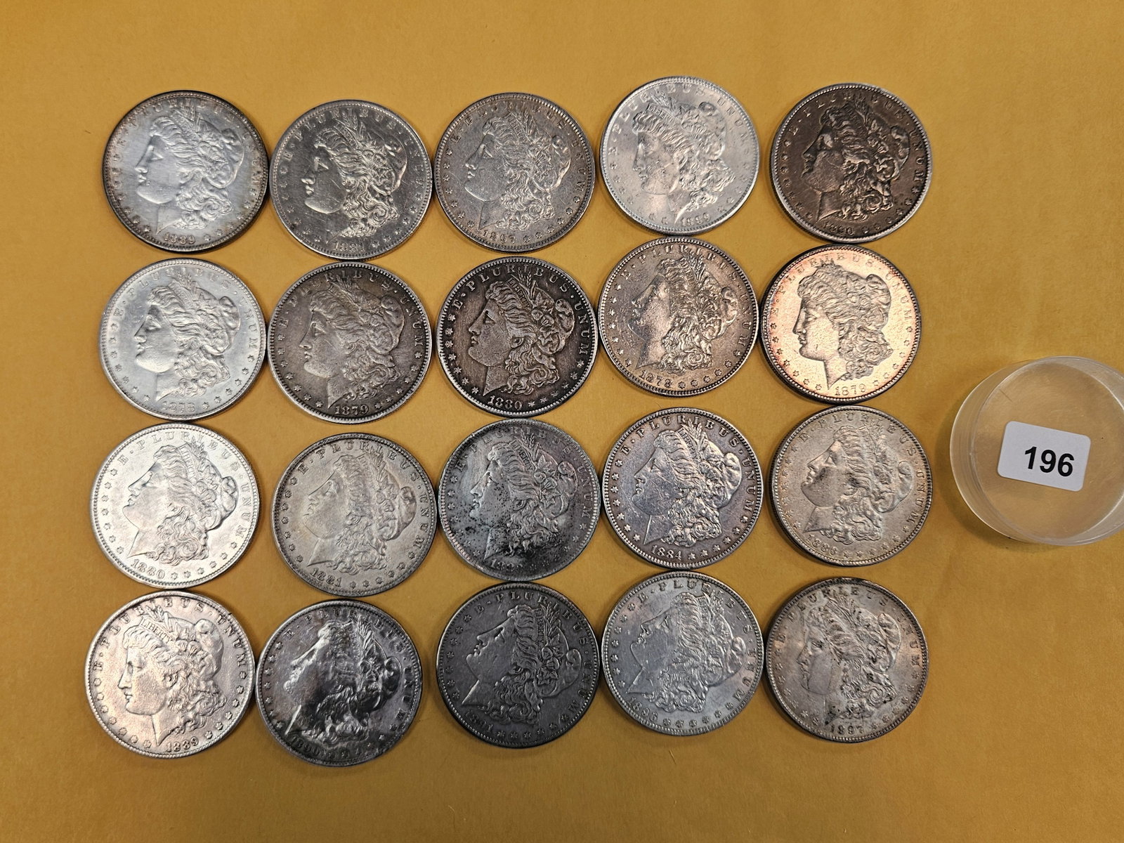 ** FULL ROLL ** Twenty Morgan silver Dollars: All pre-1904. Grades from Extra Fine through Brilliant Uncirculated - details 