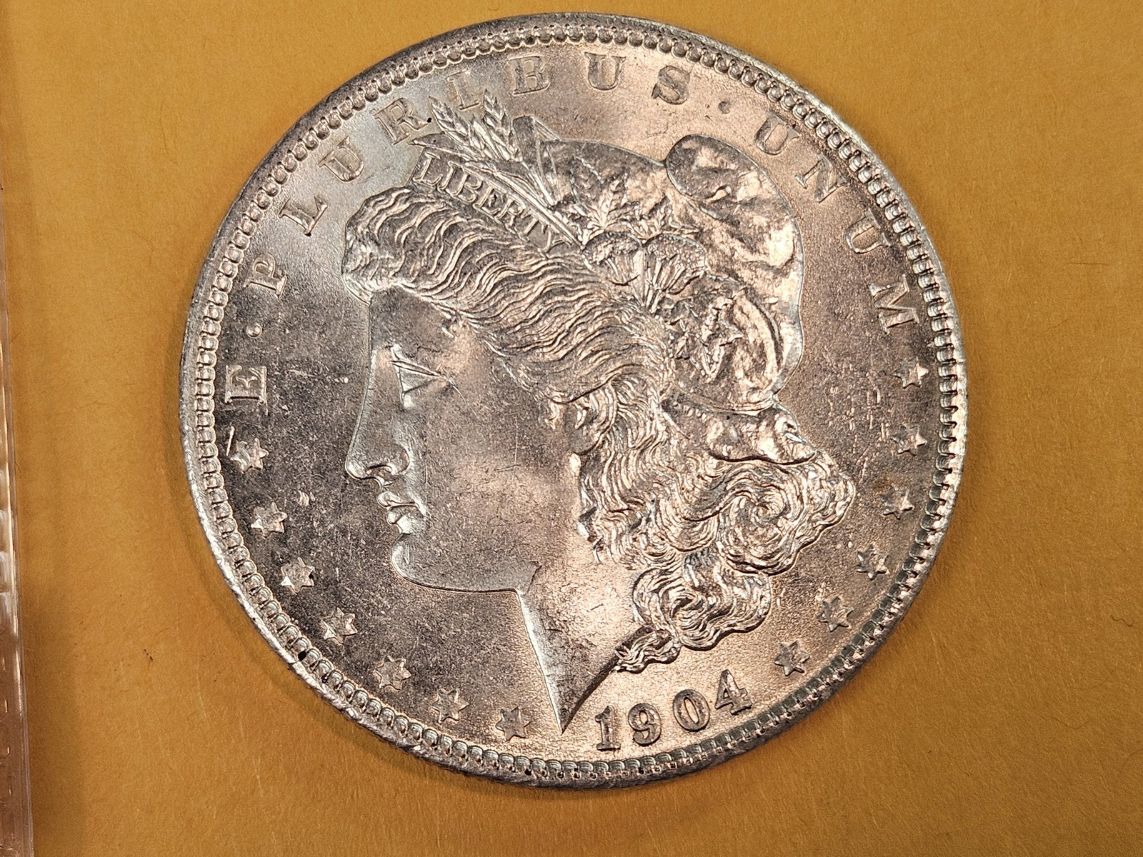 Choice Brilliant Uncirculated 1904 Morgan Dollar: Good luster 