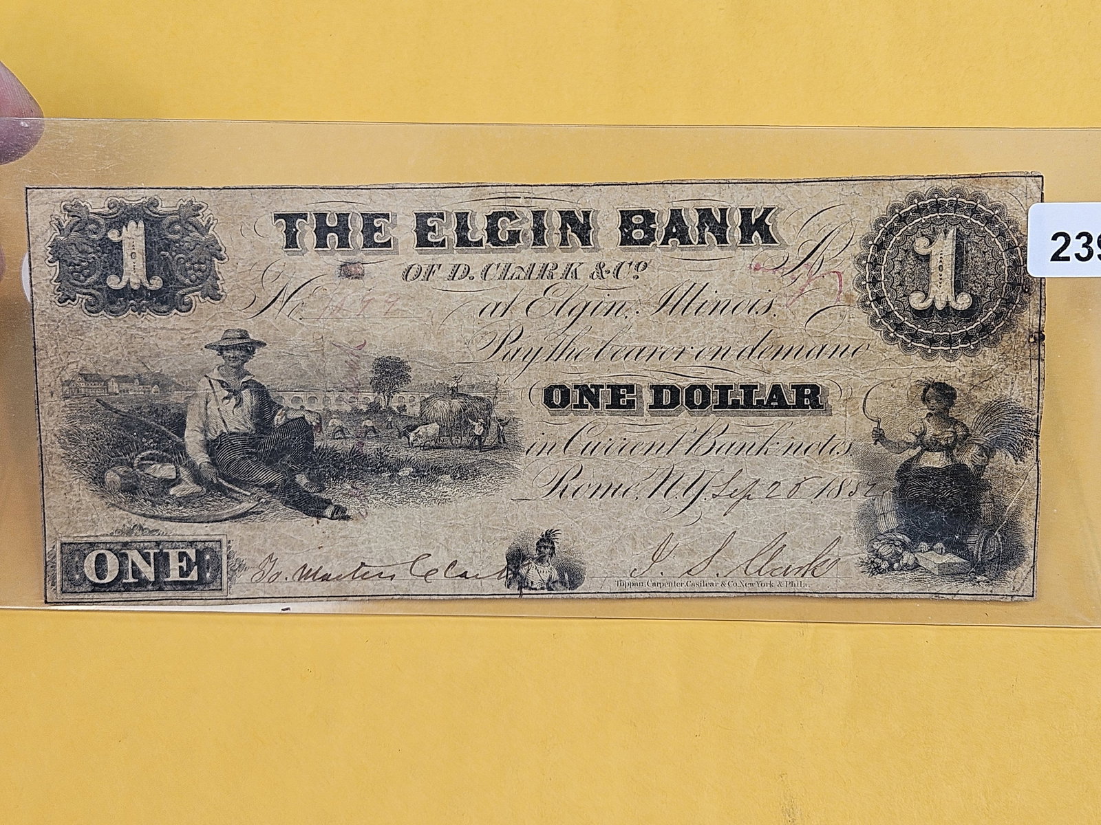 The Elgin Bank One Dollar Note: Elgin, Illinois 