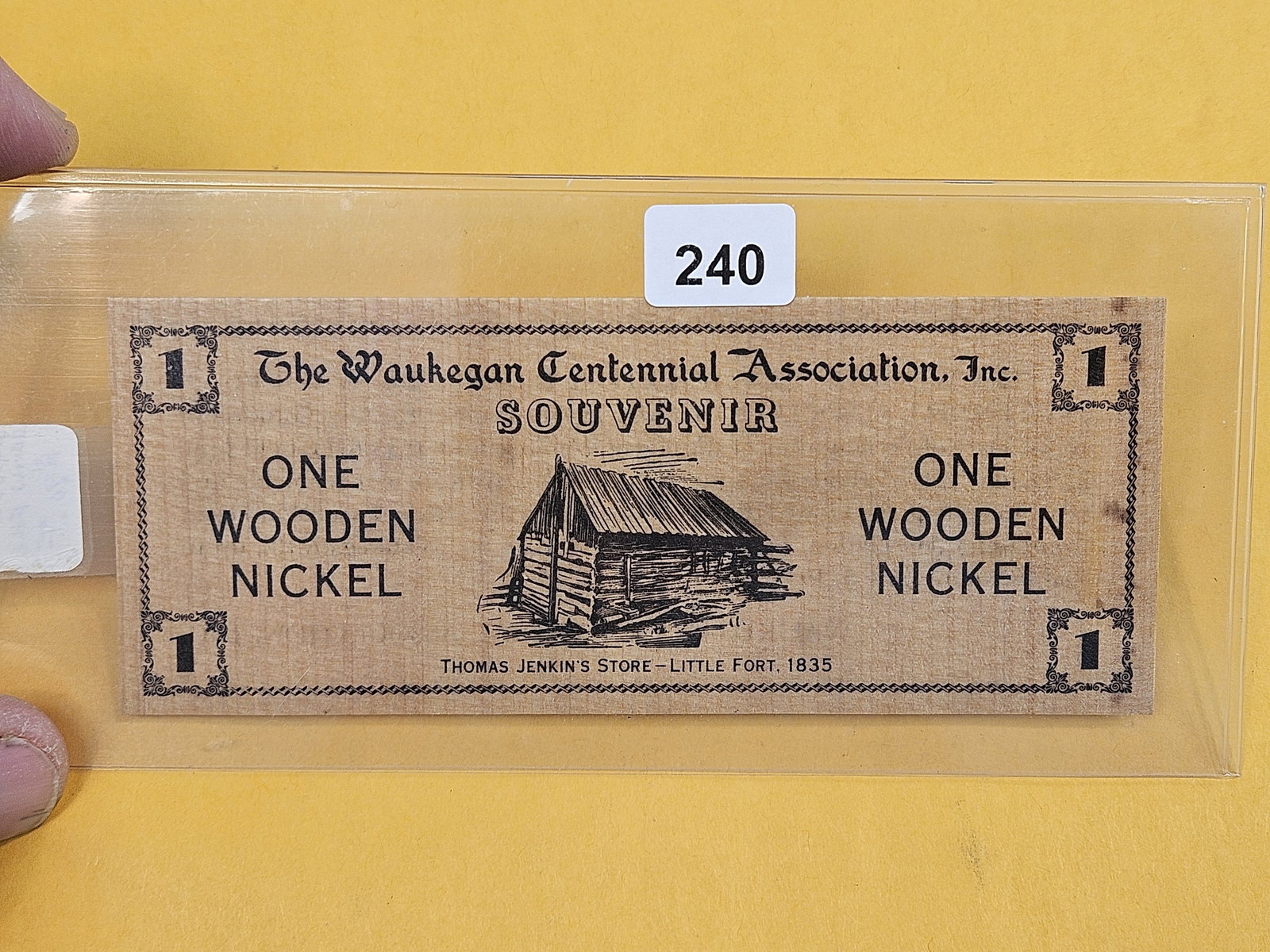 Very Cool 1935 One Wooden Nickel: Issued by the Waukegan Centennial Association Inc. 