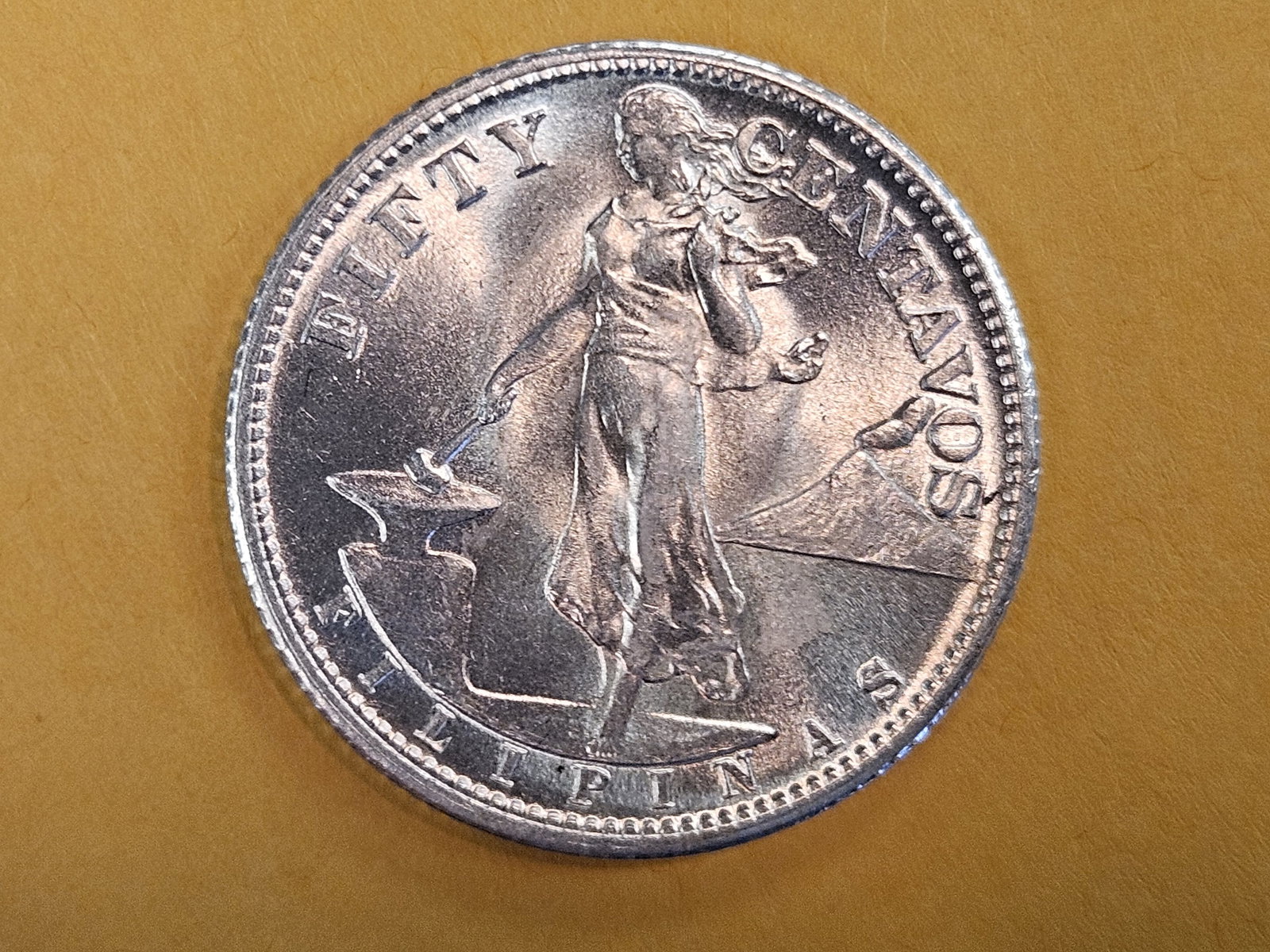 Choice Brilliant Uncirculated 1944-S Philippines 50 centavos: Fantastic luster! 