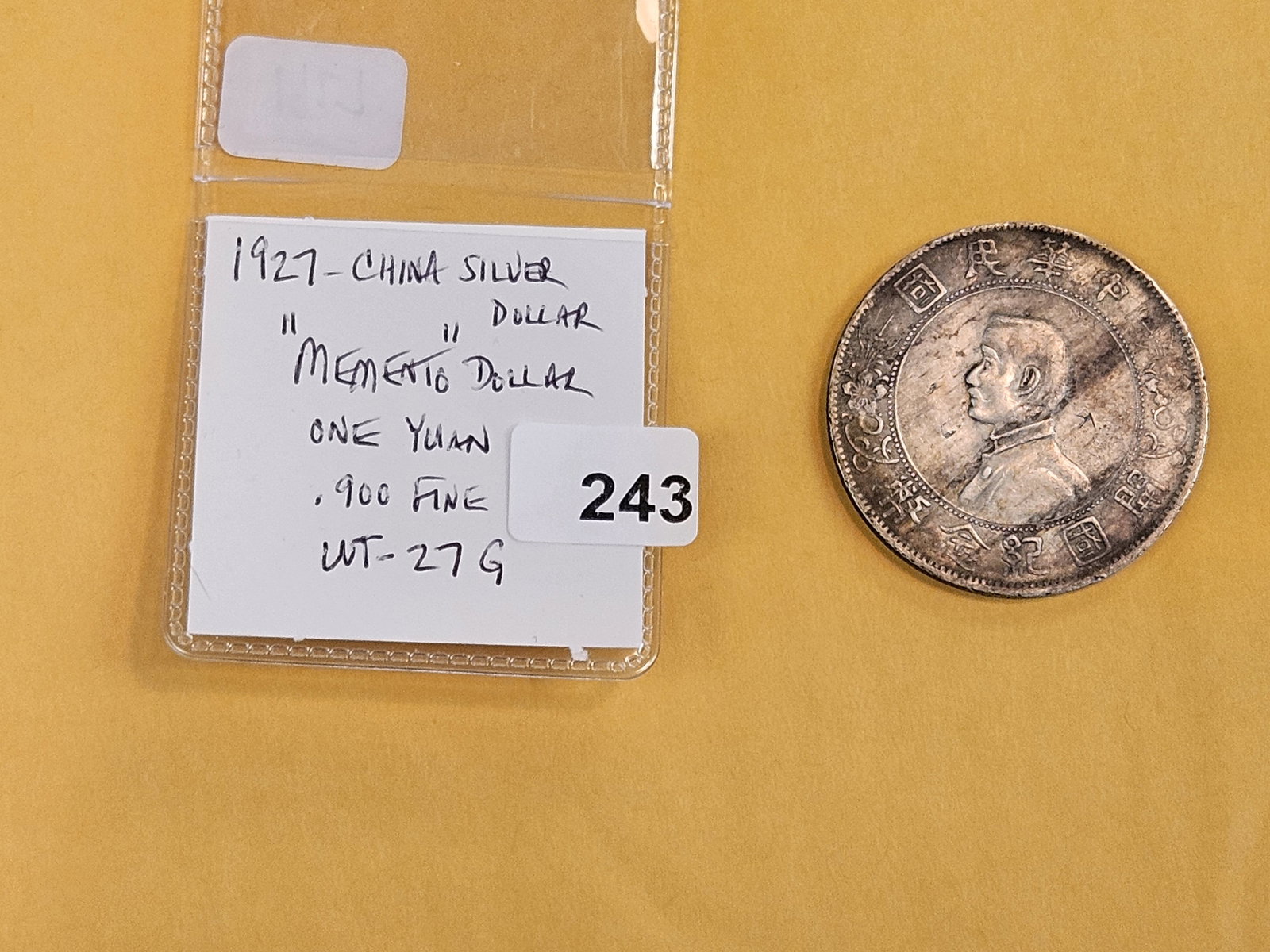 1927 China Silver "Memento" Dollar - 2