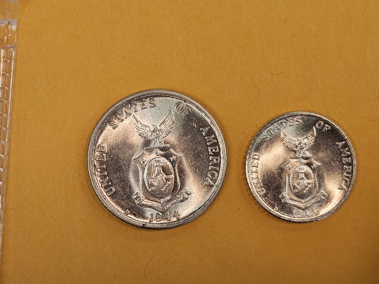 Two Choice Brilliant Uncirculated 1944-D Philippines coins: Twenty and Ten centavos 