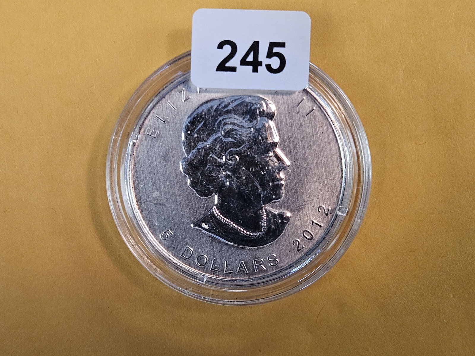 GEM 2012 Canada Silver Five Dollars: Partially colorized reverse 