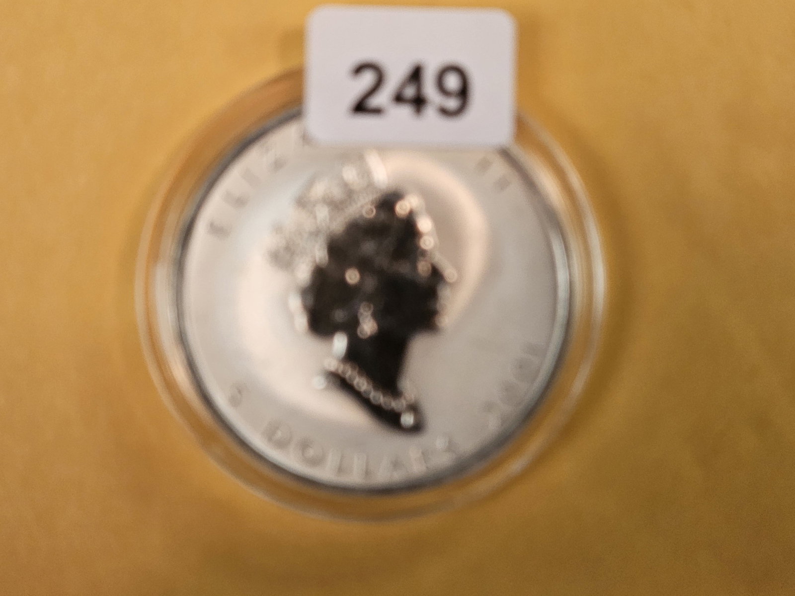 GEM 2001 Canada Silver Five Dollars: Holographic reverse 