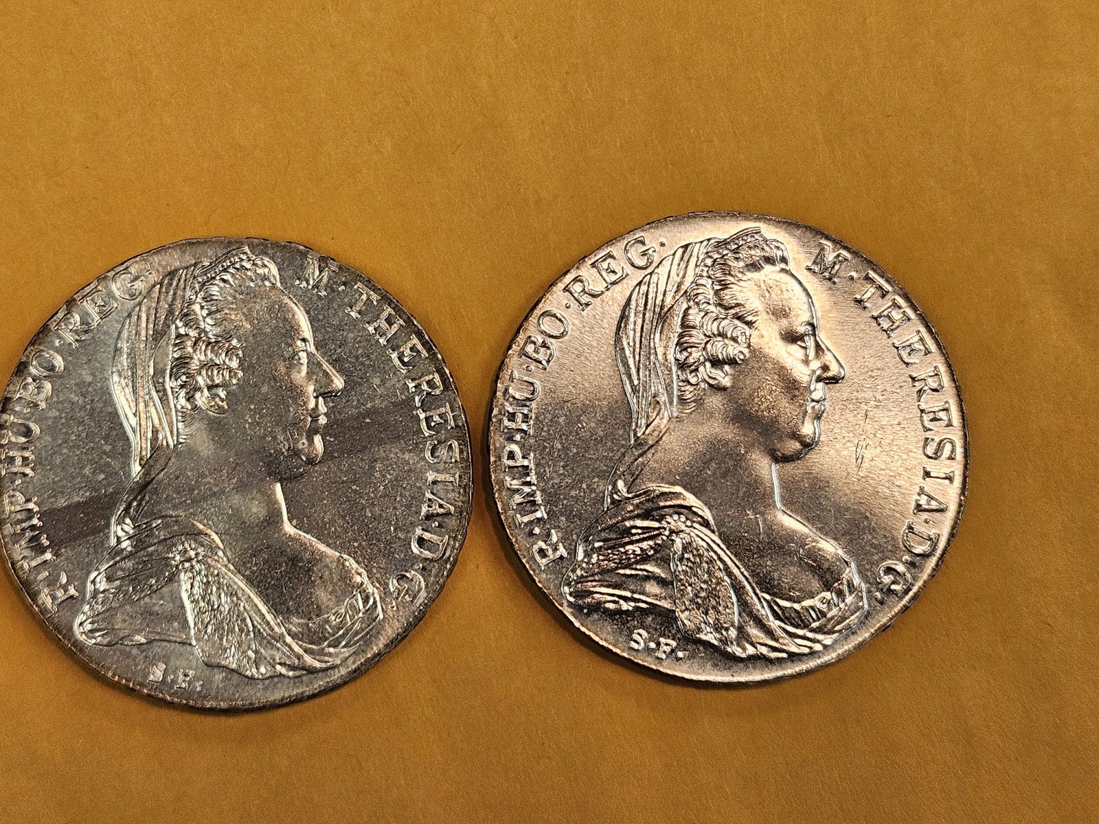 Two GEM 1780 Maria Theresa silver thalers: Both restrikes 