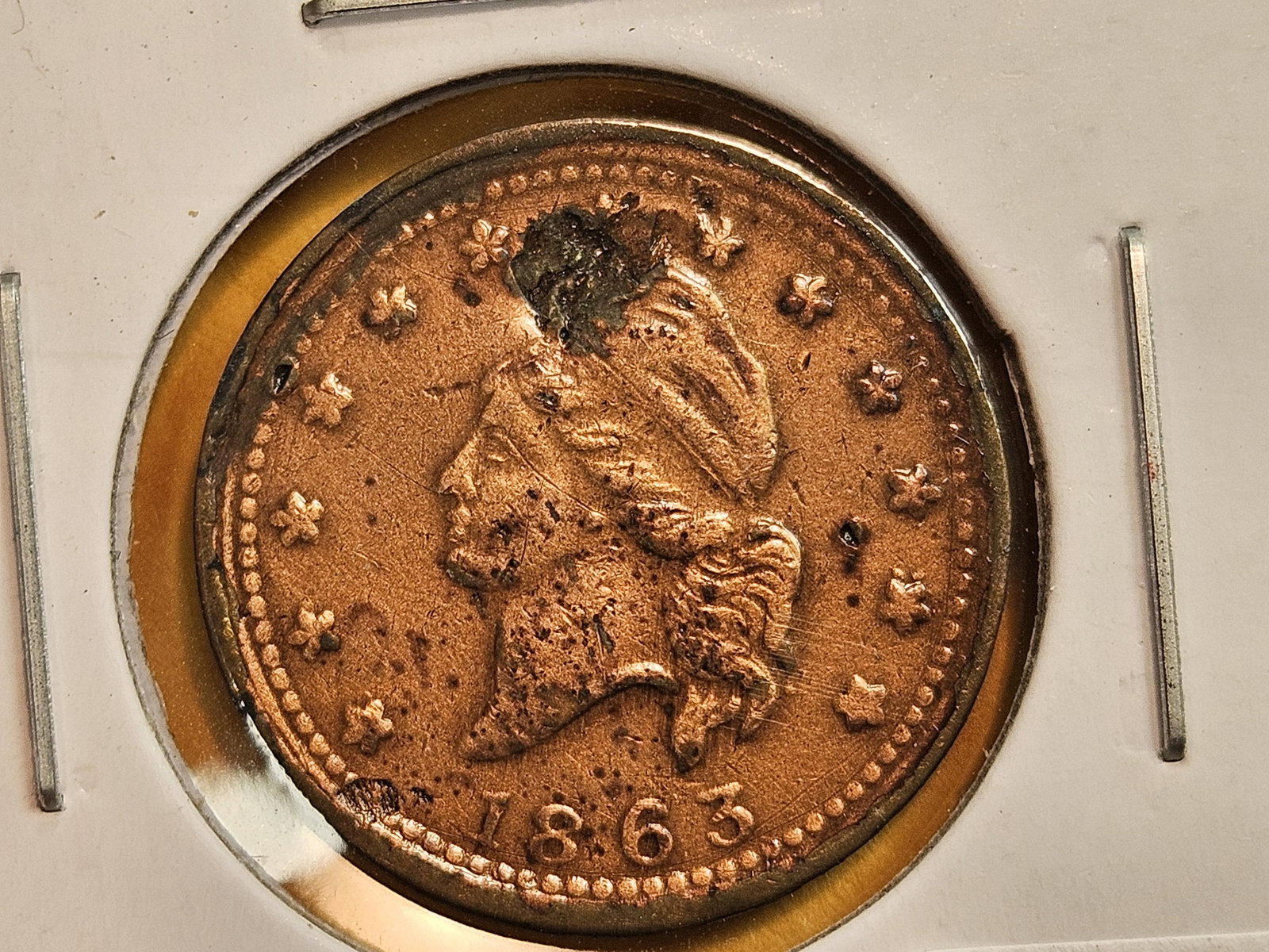 Tougher 1863 Civil War Token: Proclaim Liberty throughout the land 