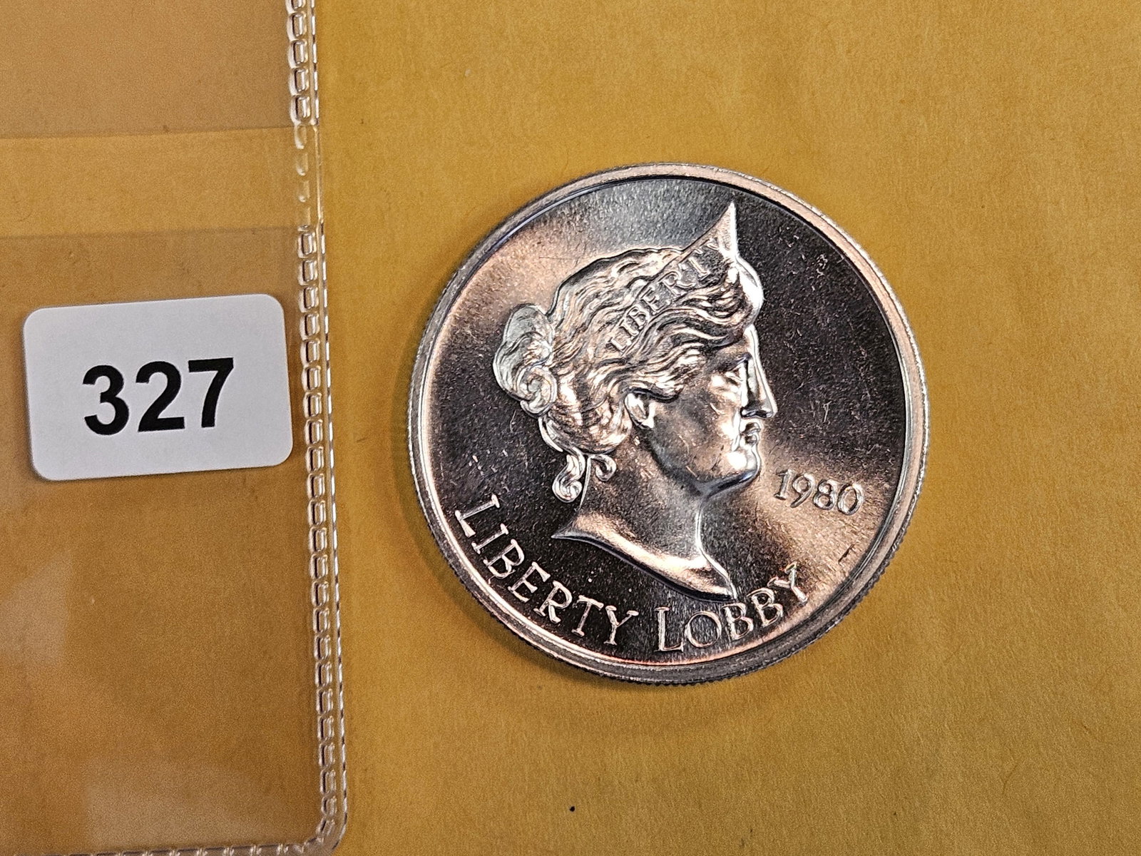 One Troy ounce .999 fine silver art round: Liberty Lobby 