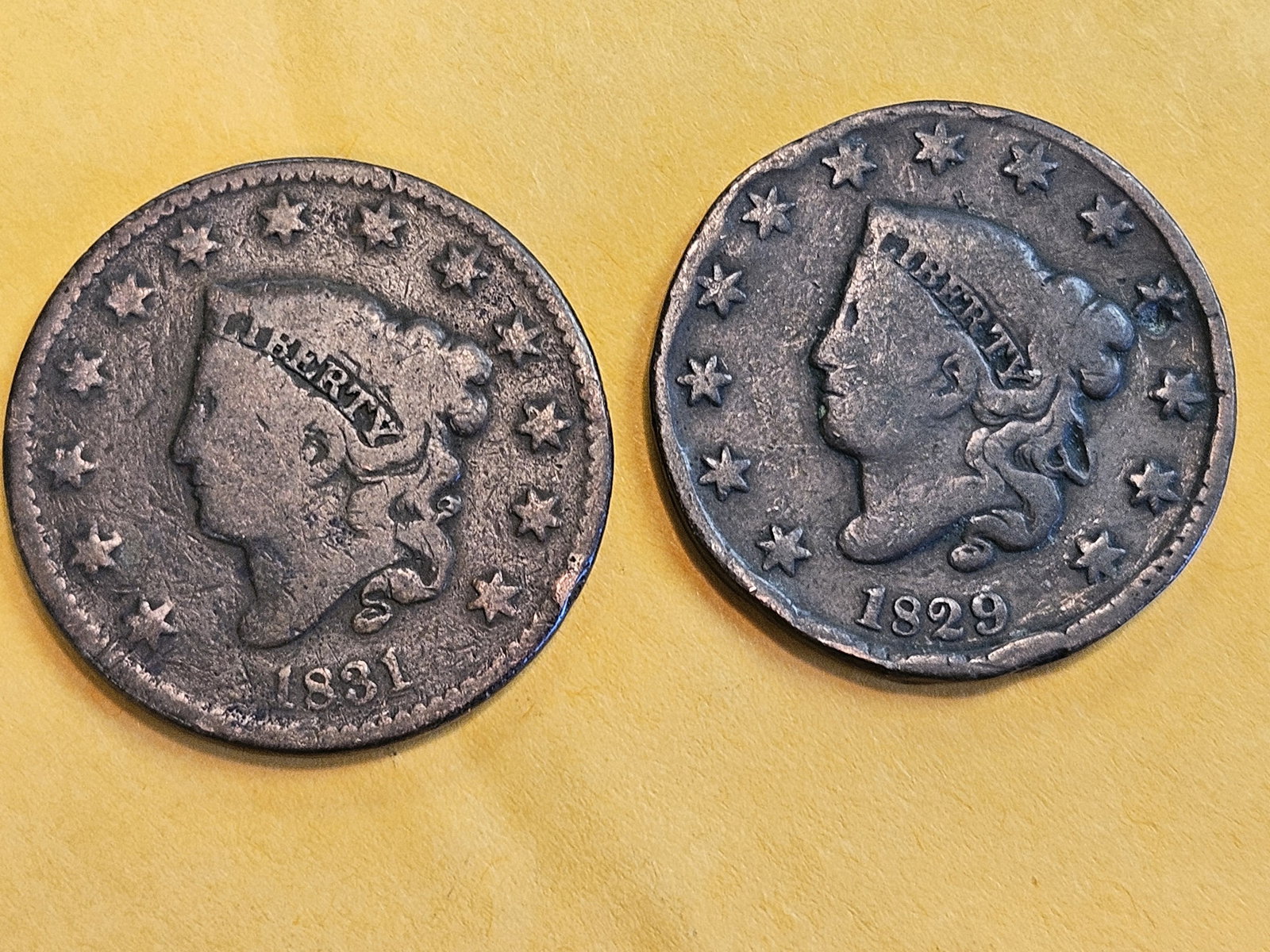 1829 and 1831 Coronet Head Large Cents (1 of 3)
