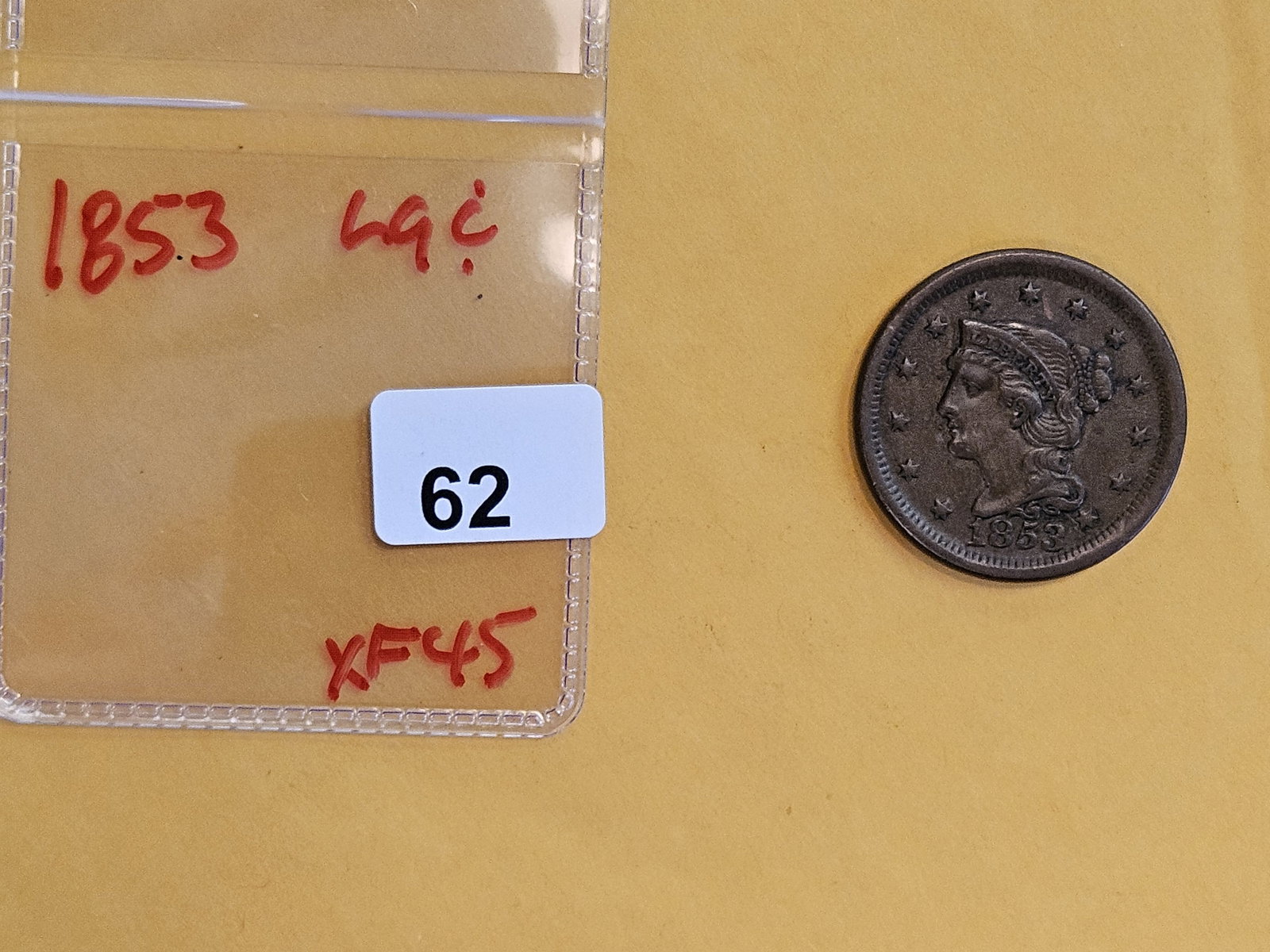 1853 Braided Hair Large Cent in Extra Fine - 45 - 2