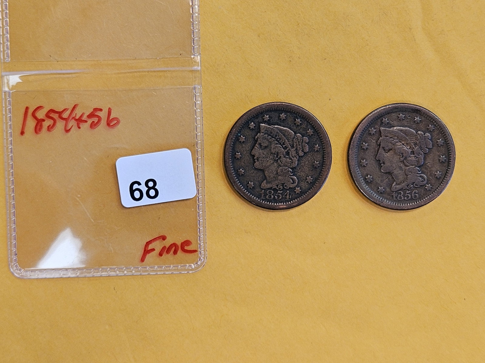 1854 and 1856 Braided hair Large Cents - 2