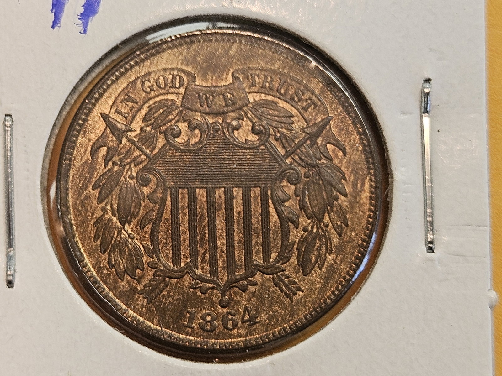 * Choice Brilliant Uncirculated 1864 Two Cent piece (1 of 11)