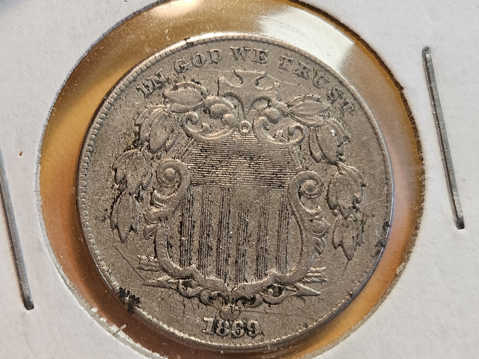 Variety! 1869 Shield Nickel in About Uncirculated plus (1 of 7)