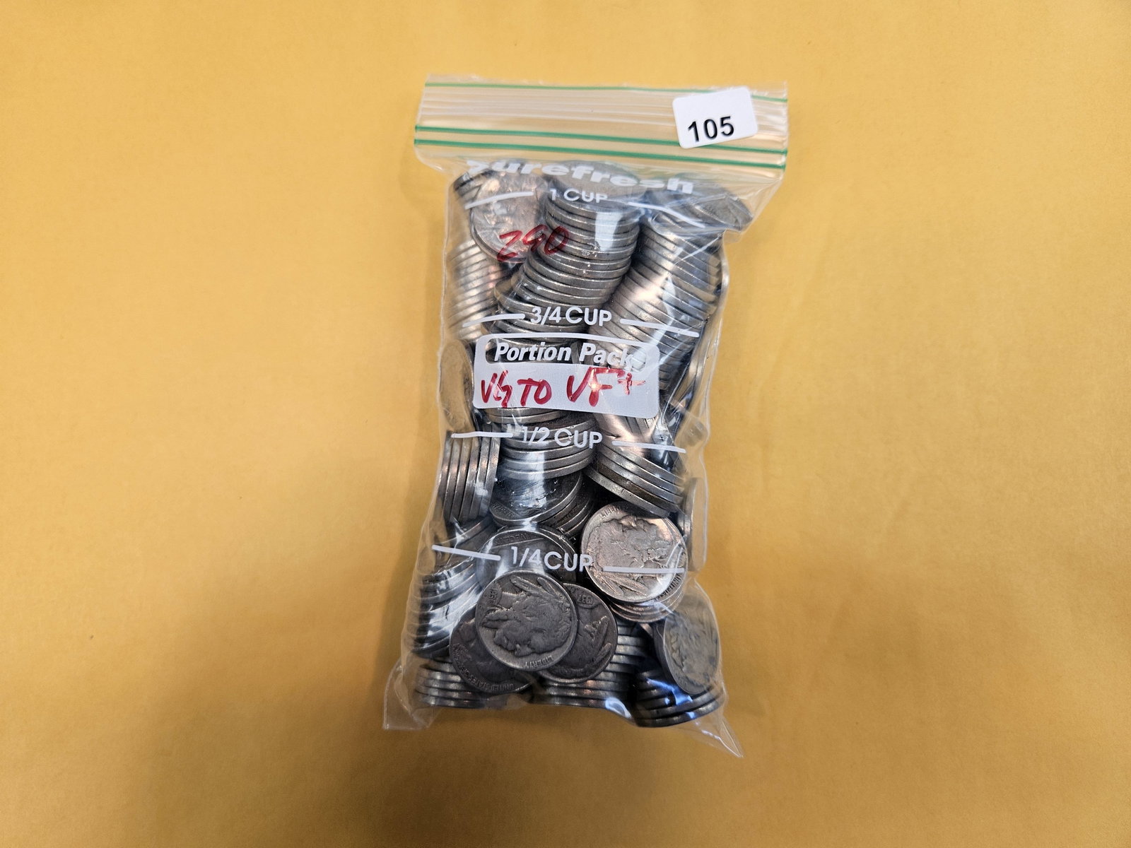 TWO HUNDRED Ninety Buffalo Nickels: All in Very Good to Very Fine plus