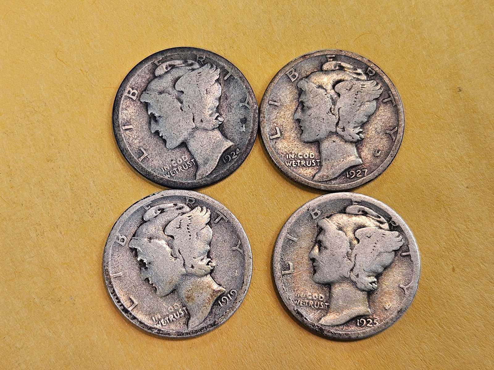 Four slightly better date Mercury Dimes (1 of 3)