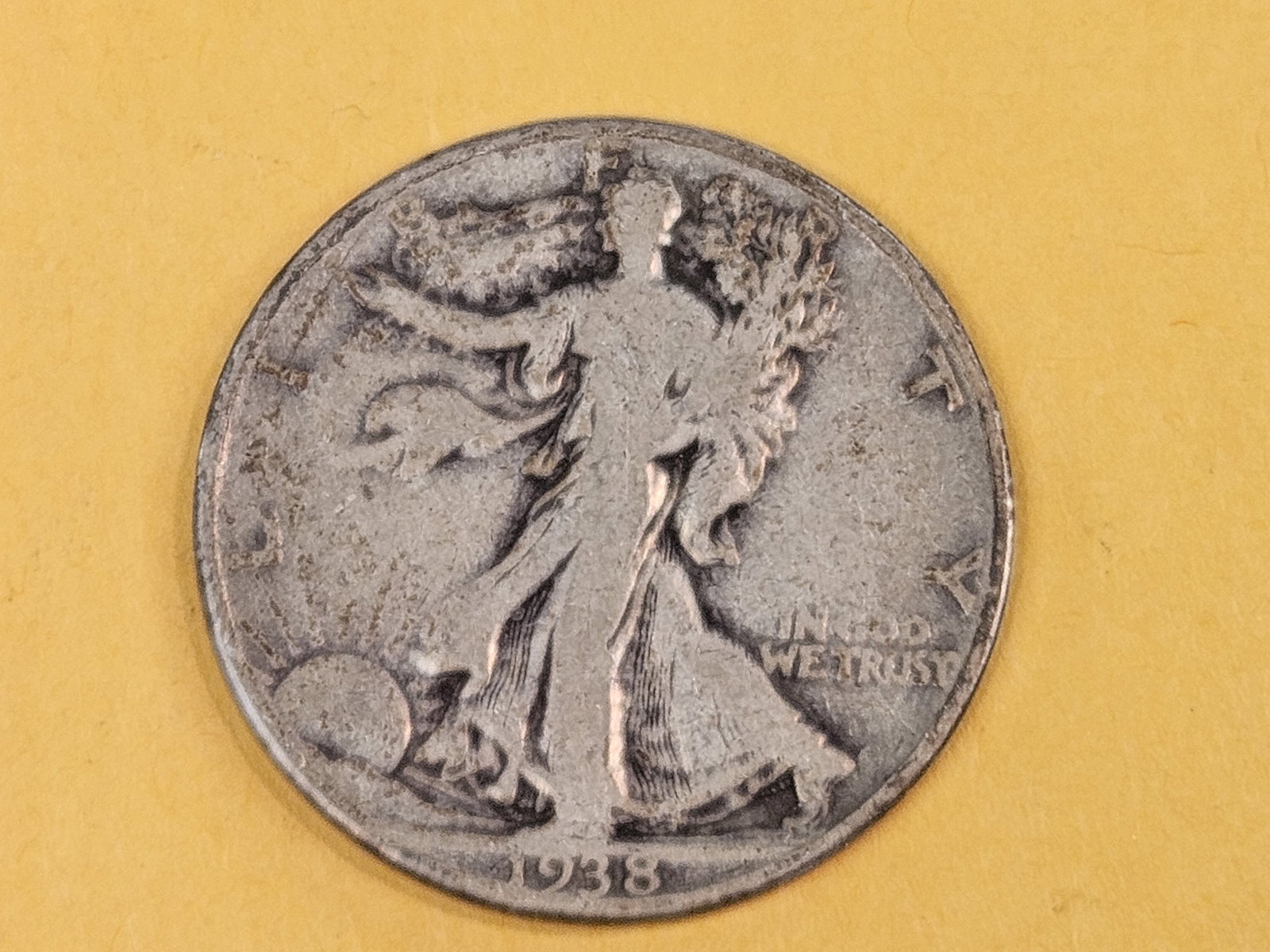 KEY DATE 1938-D Walking Liberty silver Half Dollar: In Very Good