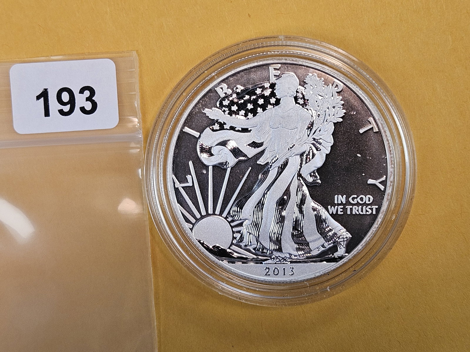 GEM 2013-W REVERSE PROOF American Silver Eagle: In original plastic capsule 