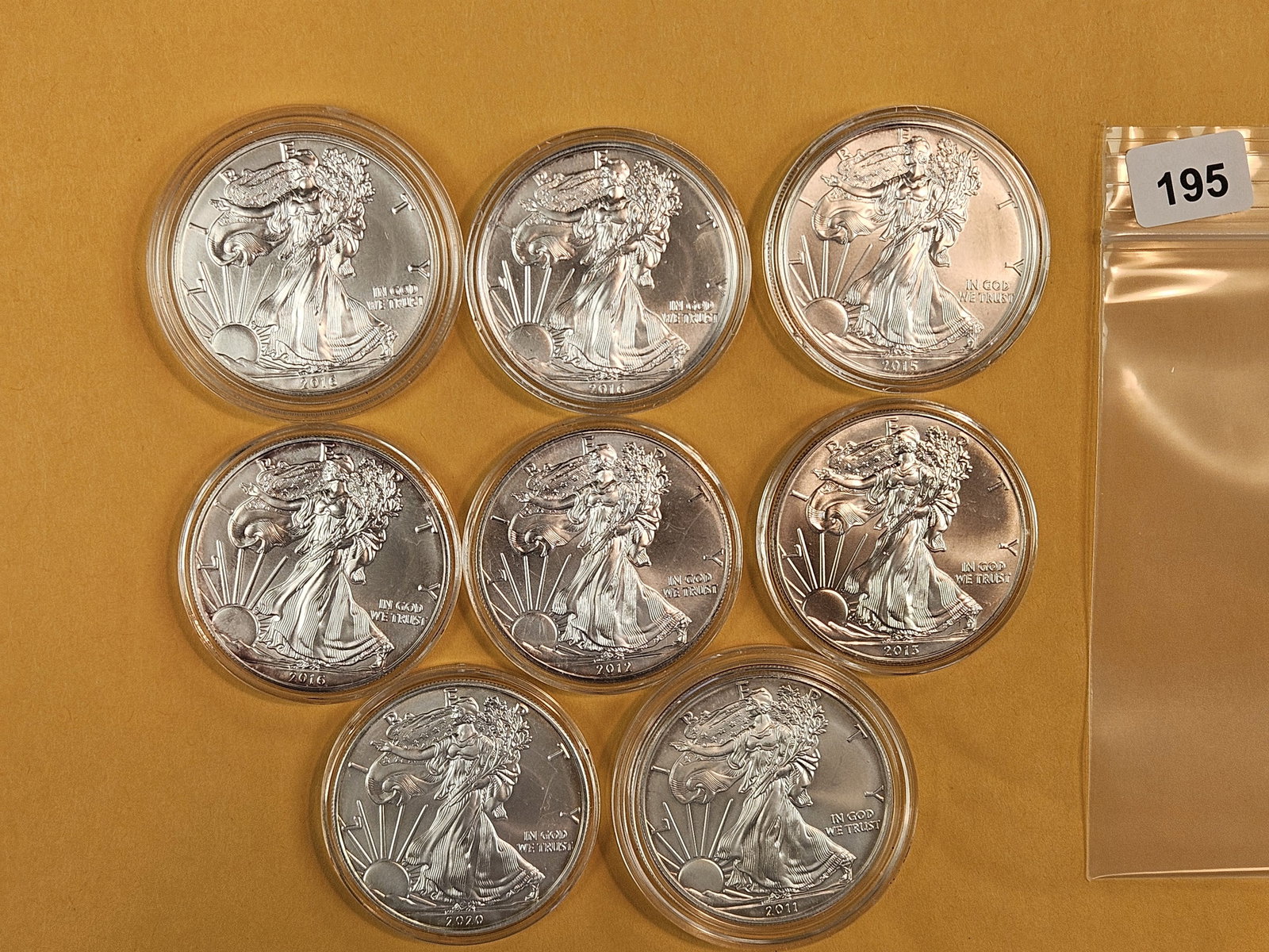 EIGHT GEM Brilliant Uncirculated American Silver Eagles (1 of 3)