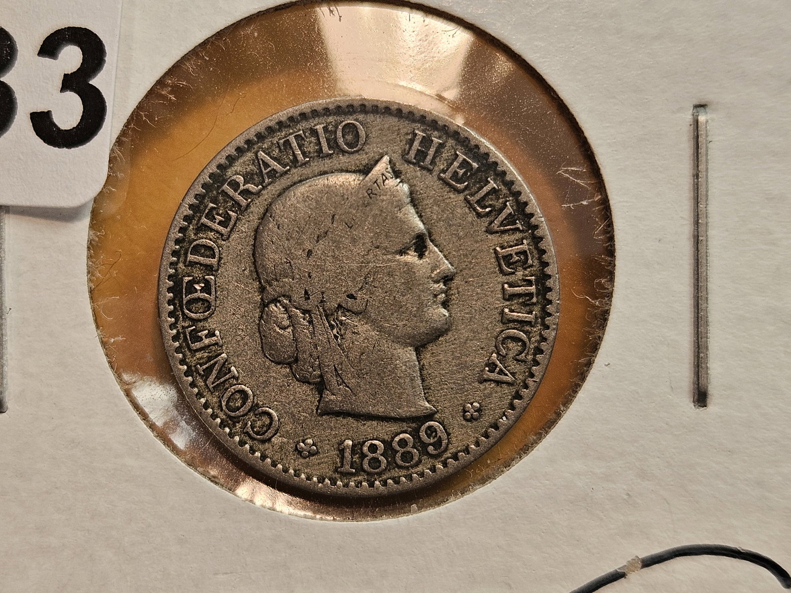 Better date 1889 Switzerland 5 rappen: KM # 26 