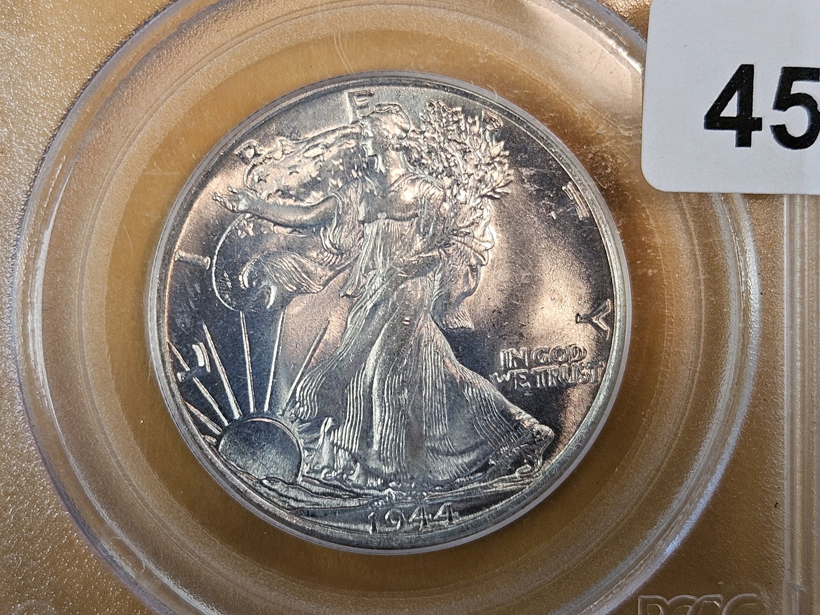 GEM! PCGS 1944 Walking Liberty silver Half Dollar in Mint State 65: Old Green Holder