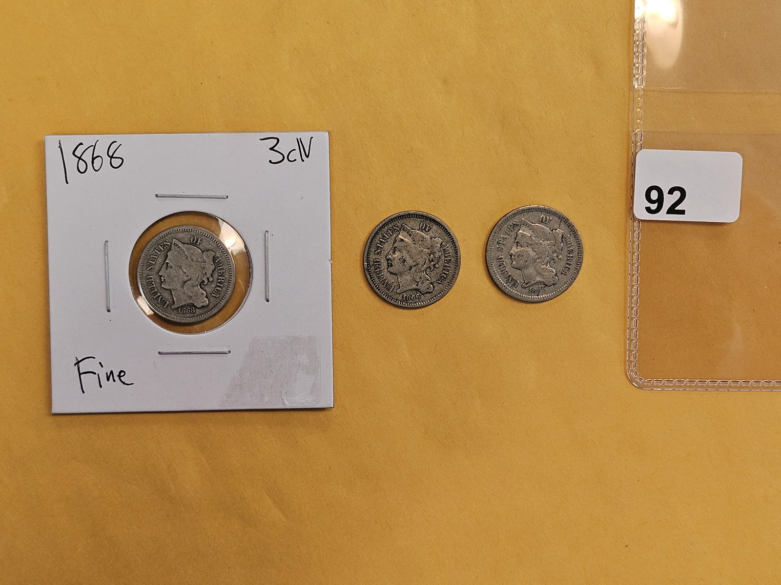 Three 3-Cent pieces in Very Good to Fine (1 of 4)