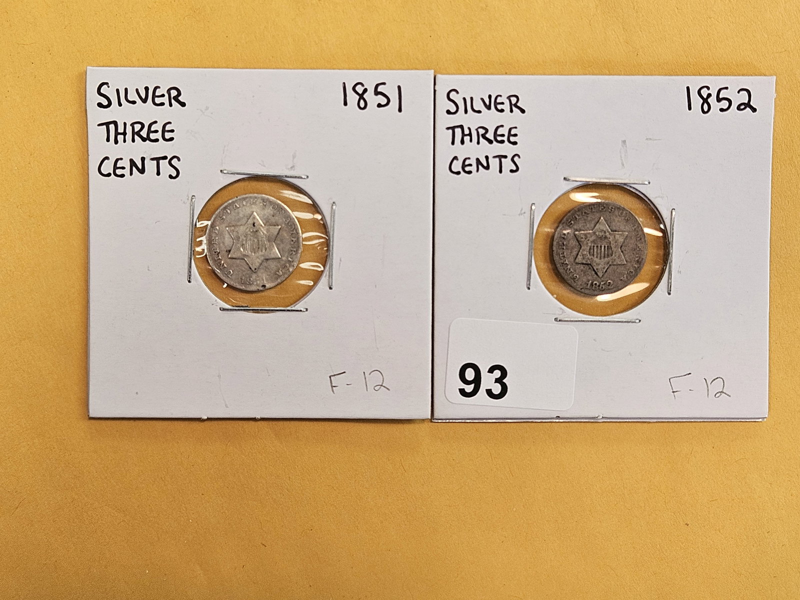 1851 and 1852 Three Cent Silver Trimes (1 of 3)
