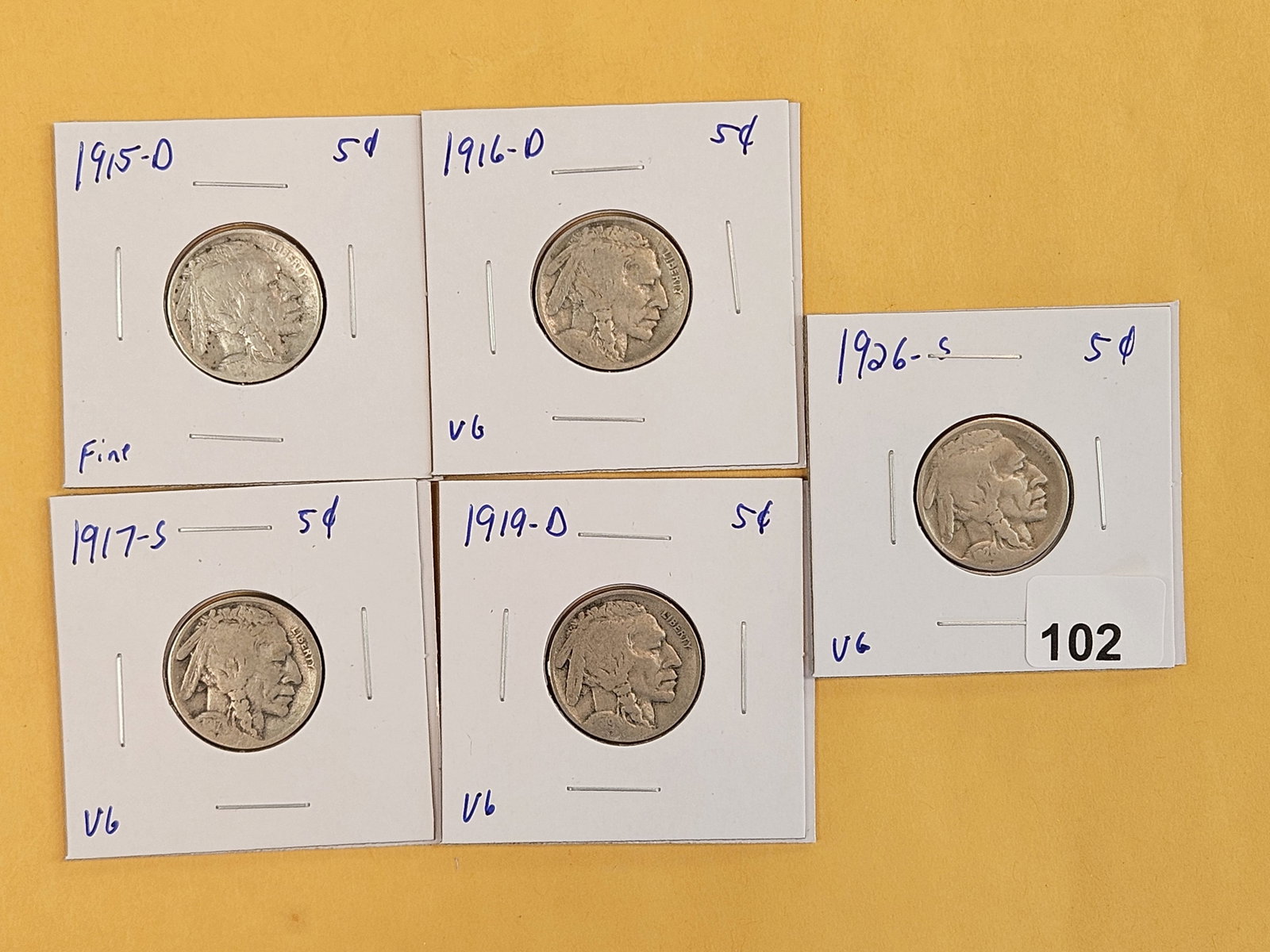 Five Semi-Key Buffalo Nickels (1 of 5)