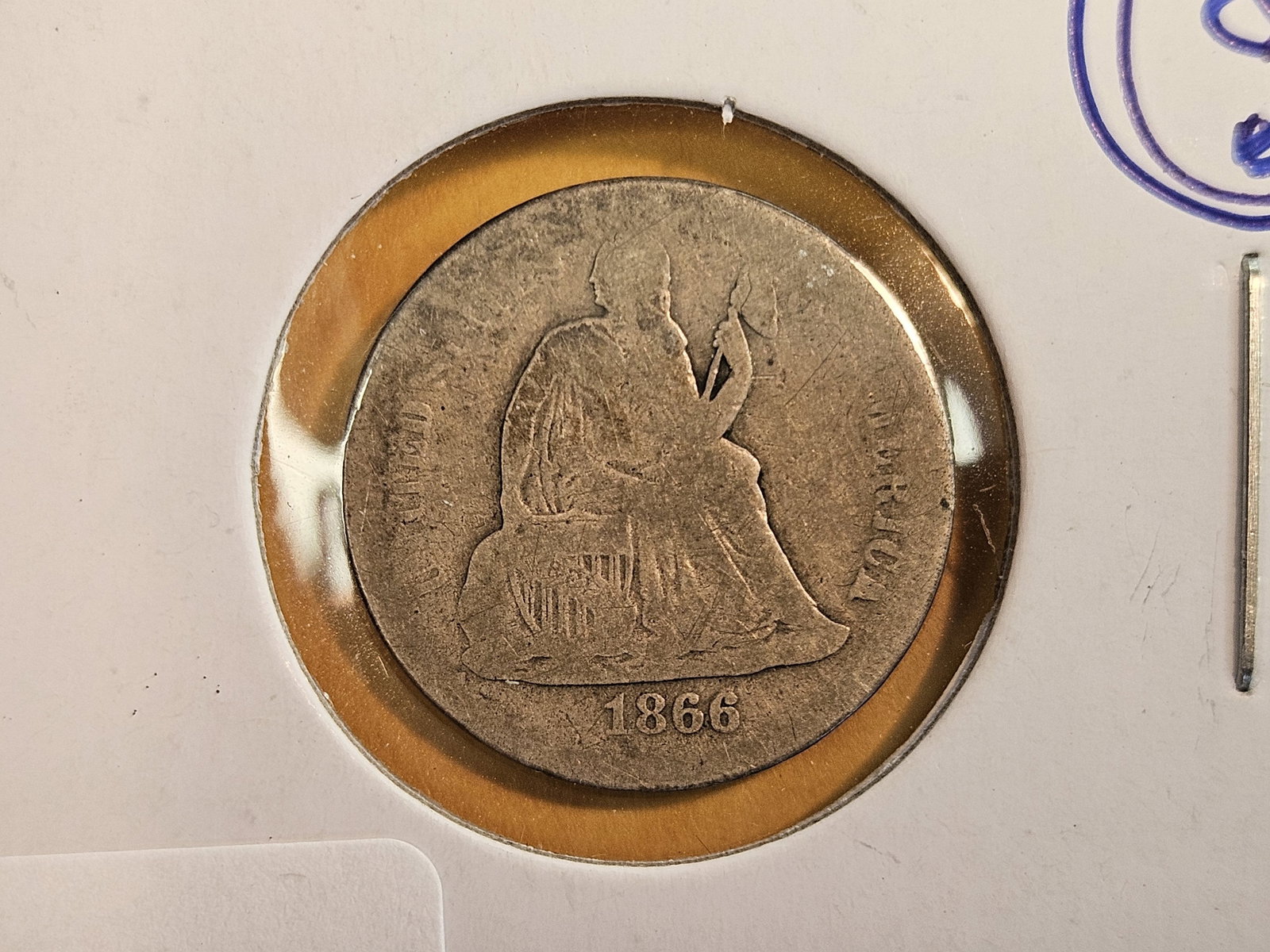 * Semi-key 1866-S Seated Liberty silver Dime: Circulated 