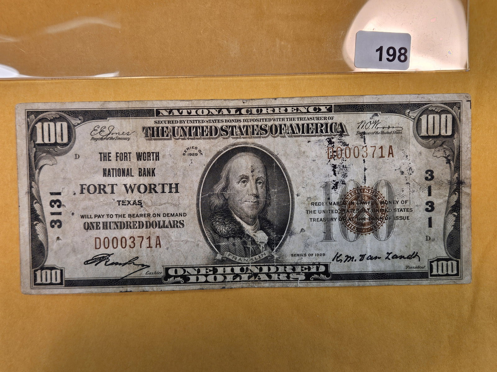 TEXAS! Series of 1929 ONE HUNDRED Dollar National Currency in Fine plus (1 of 3)